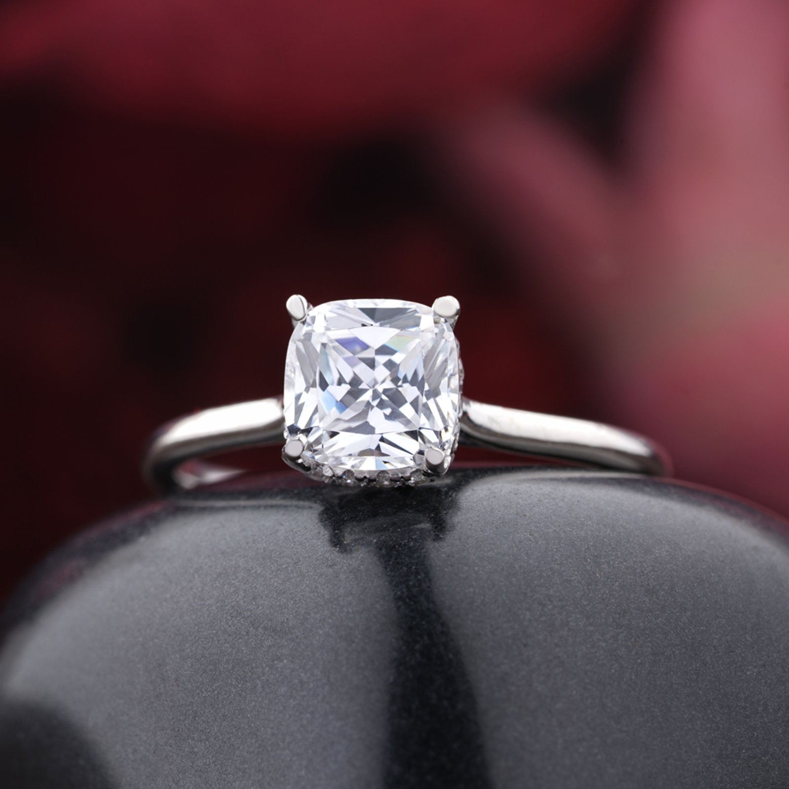 Cushion Cut Halo Engagement Ring