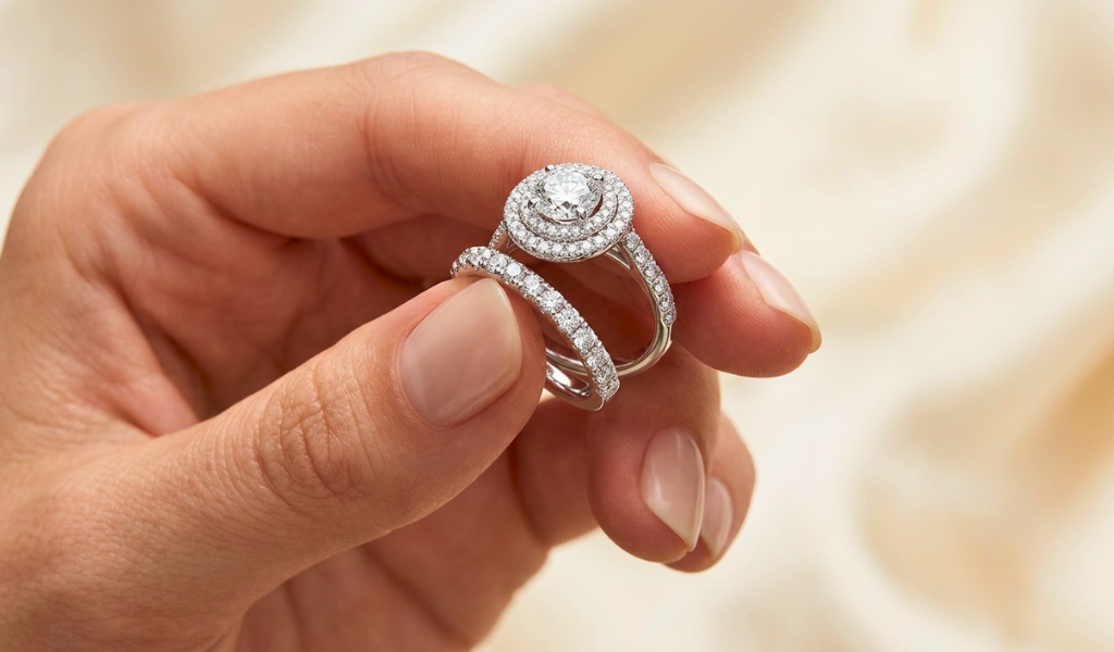 How to Match a Double Halo Engagement Ring with a Wedding Band?