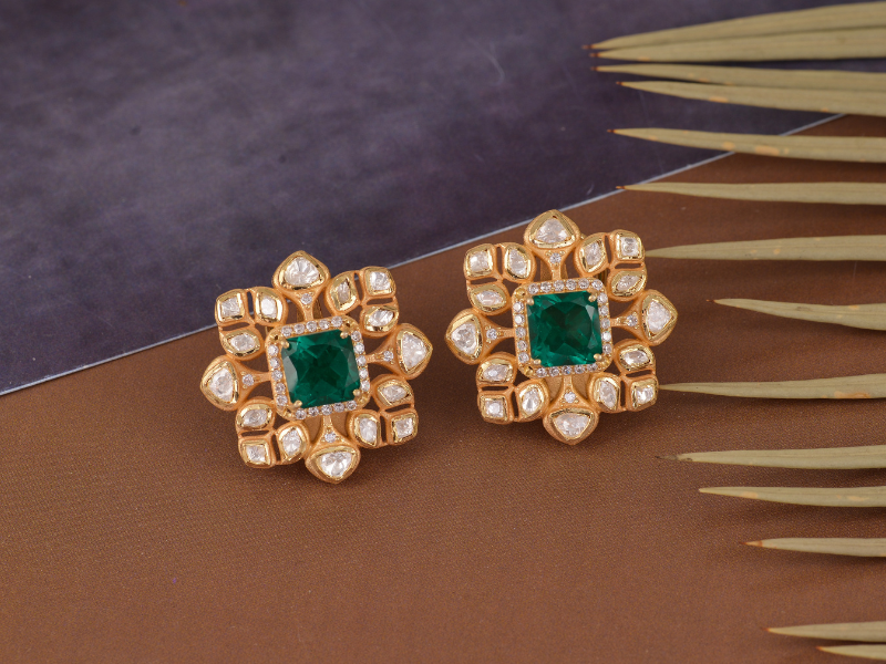 diamond cluster earrings in yellow gold