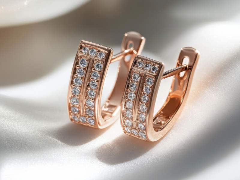 rose gold diamond hoop earrings