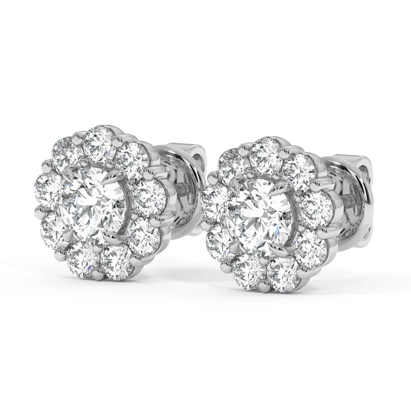 Cluster diamond platinum earring
