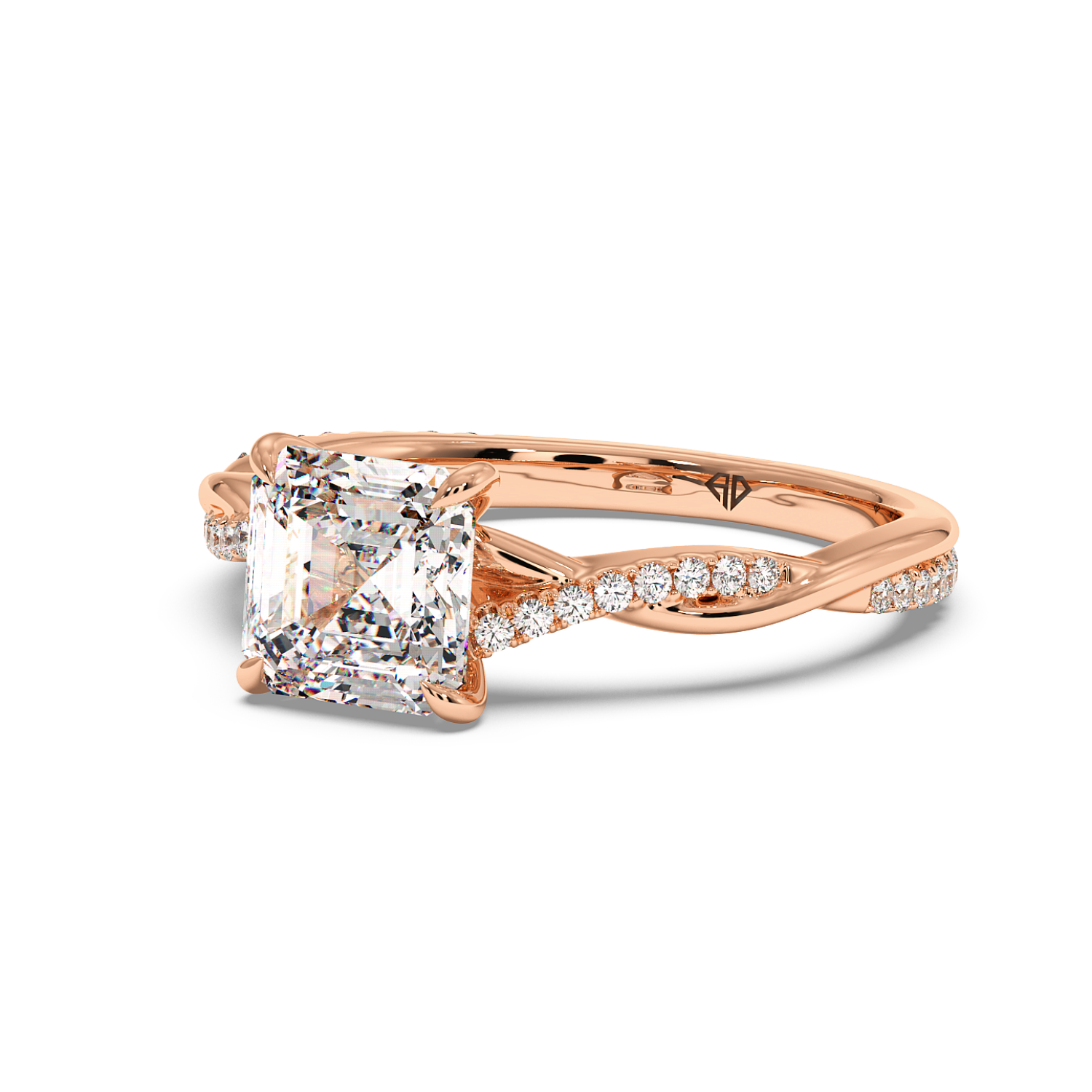 18K Rose Gold Rochelle Diamond Shoulder Engagement Ring