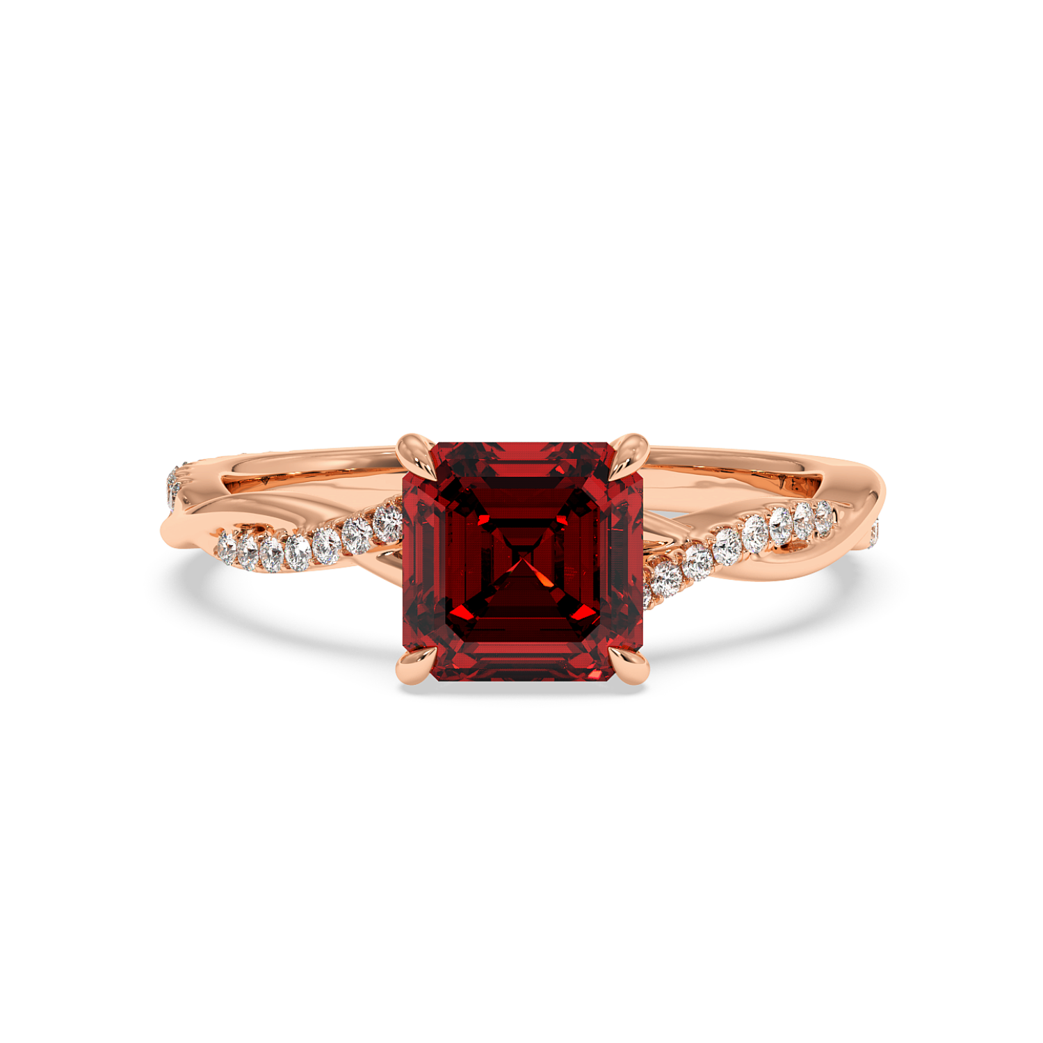 18K Rose Gold Rochelle Diamond Shoulder Engagement Ring