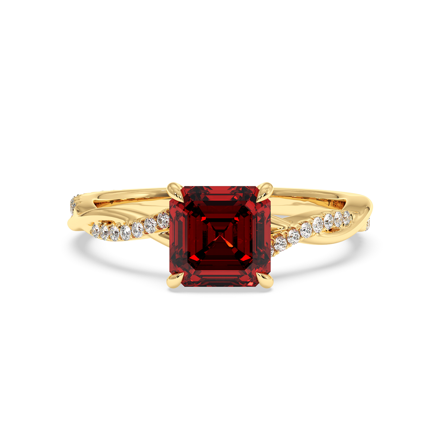 18K Yellow Gold Rochelle Diamond Shoulder Engagement Ring
