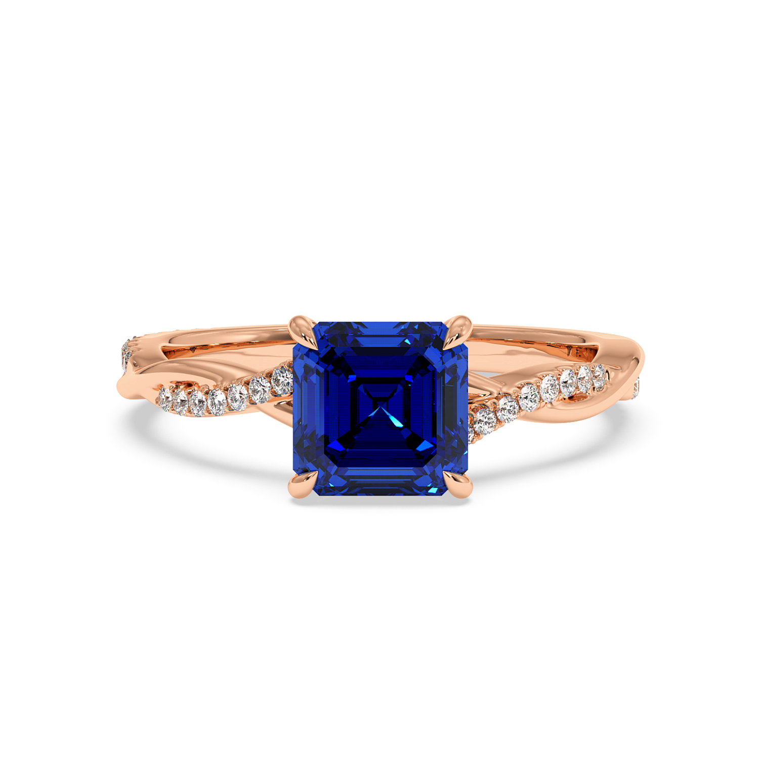 18K Rose Gold Rochelle Diamond Shoulder Engagement Ring