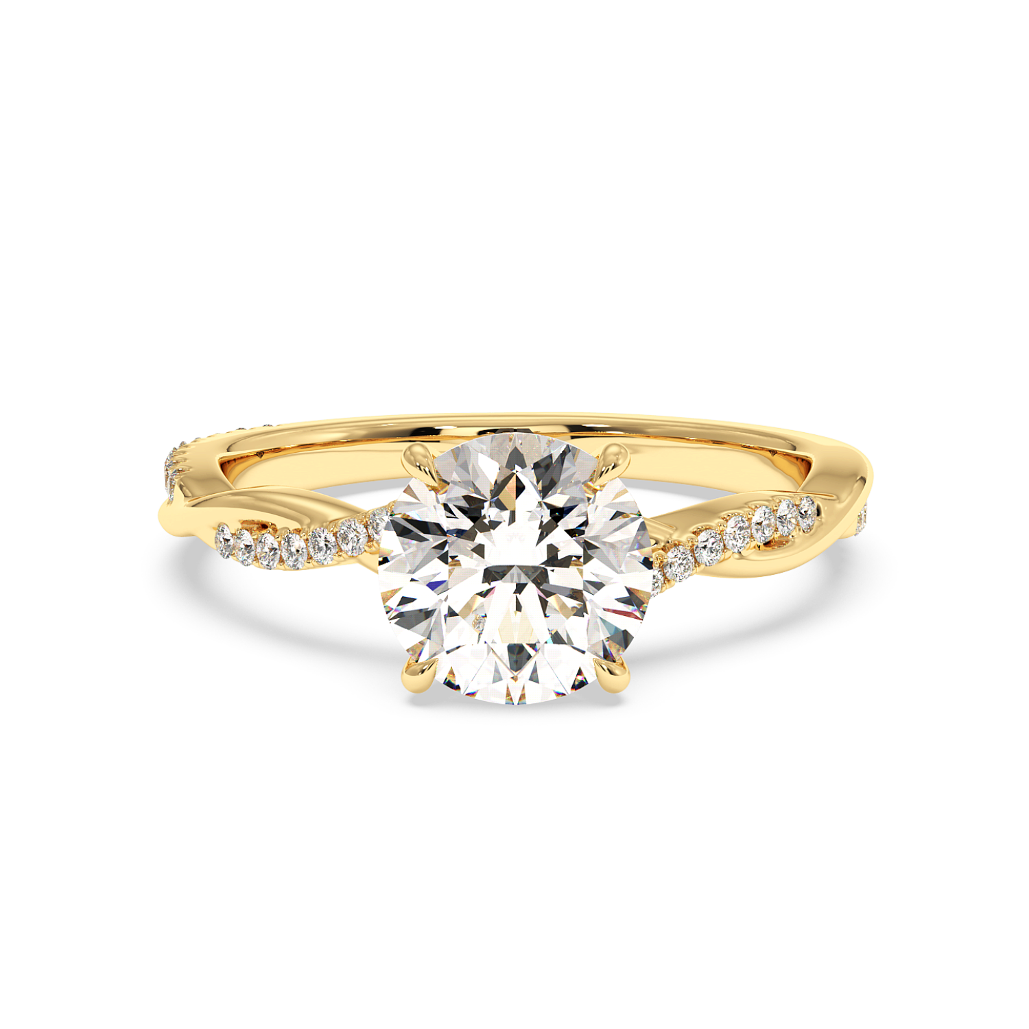 18K Yellow Gold Rochelle Diamond Shoulder Engagement Ring