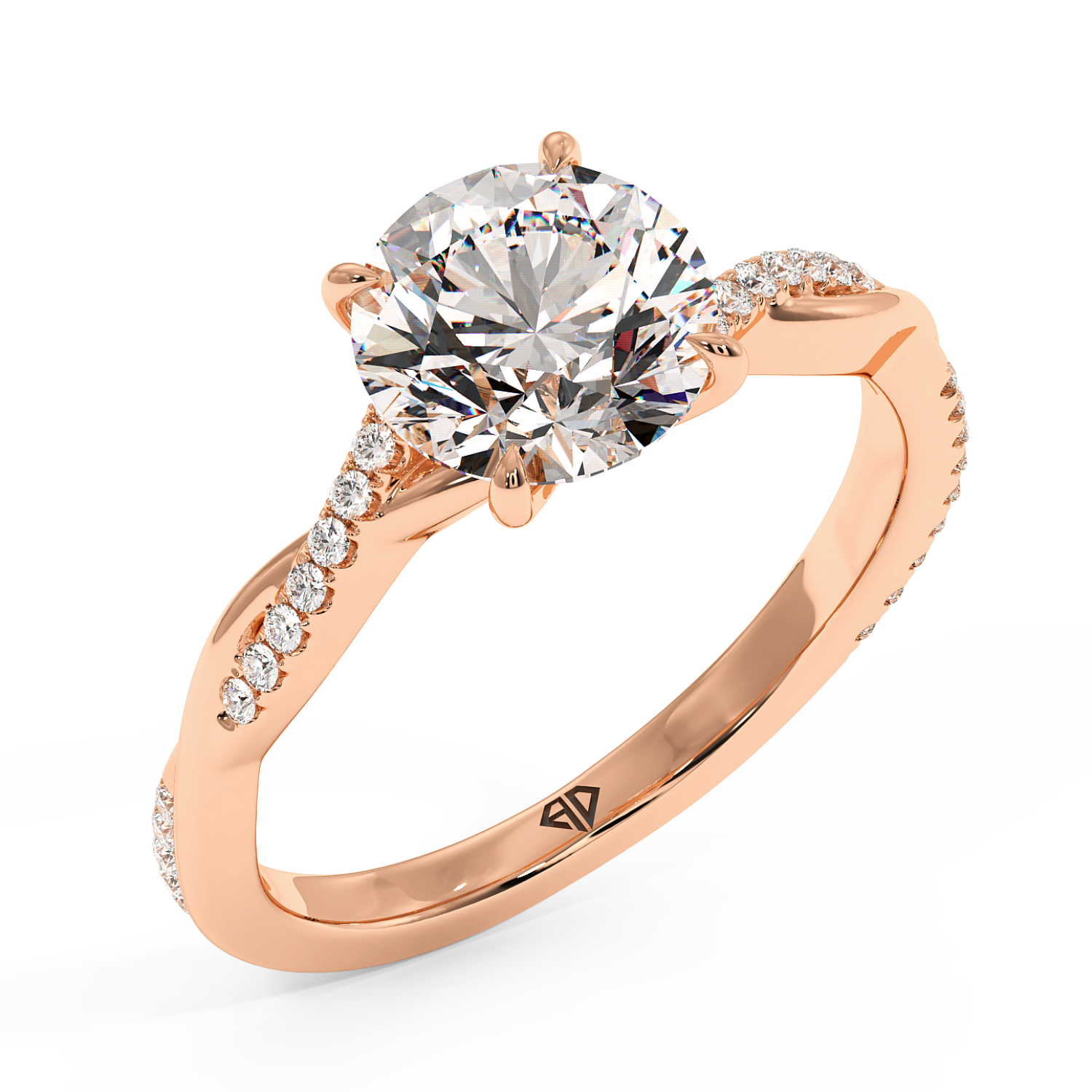 18K Rose Gold Rochelle Diamond Shoulder Engagement Ring
