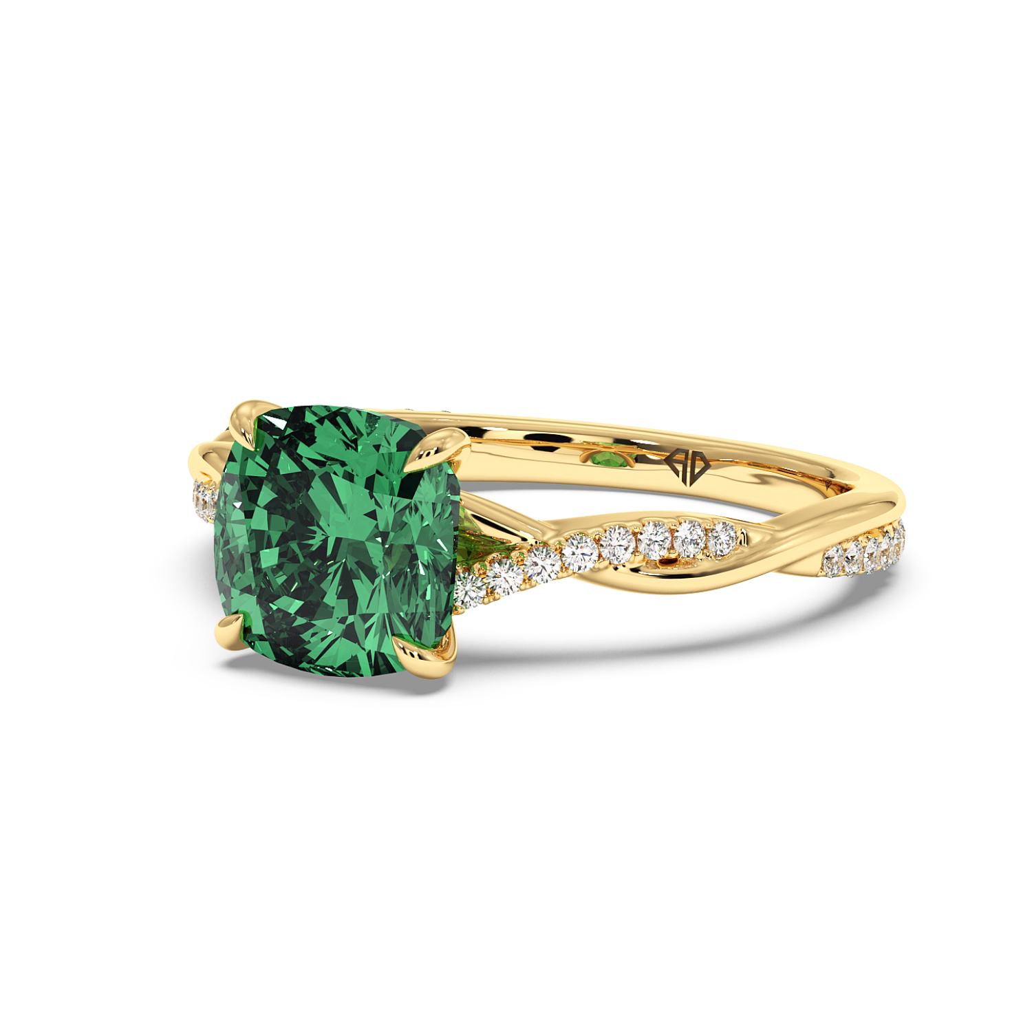 18K Yellow Gold Rochelle Diamond Shoulder Engagement Ring