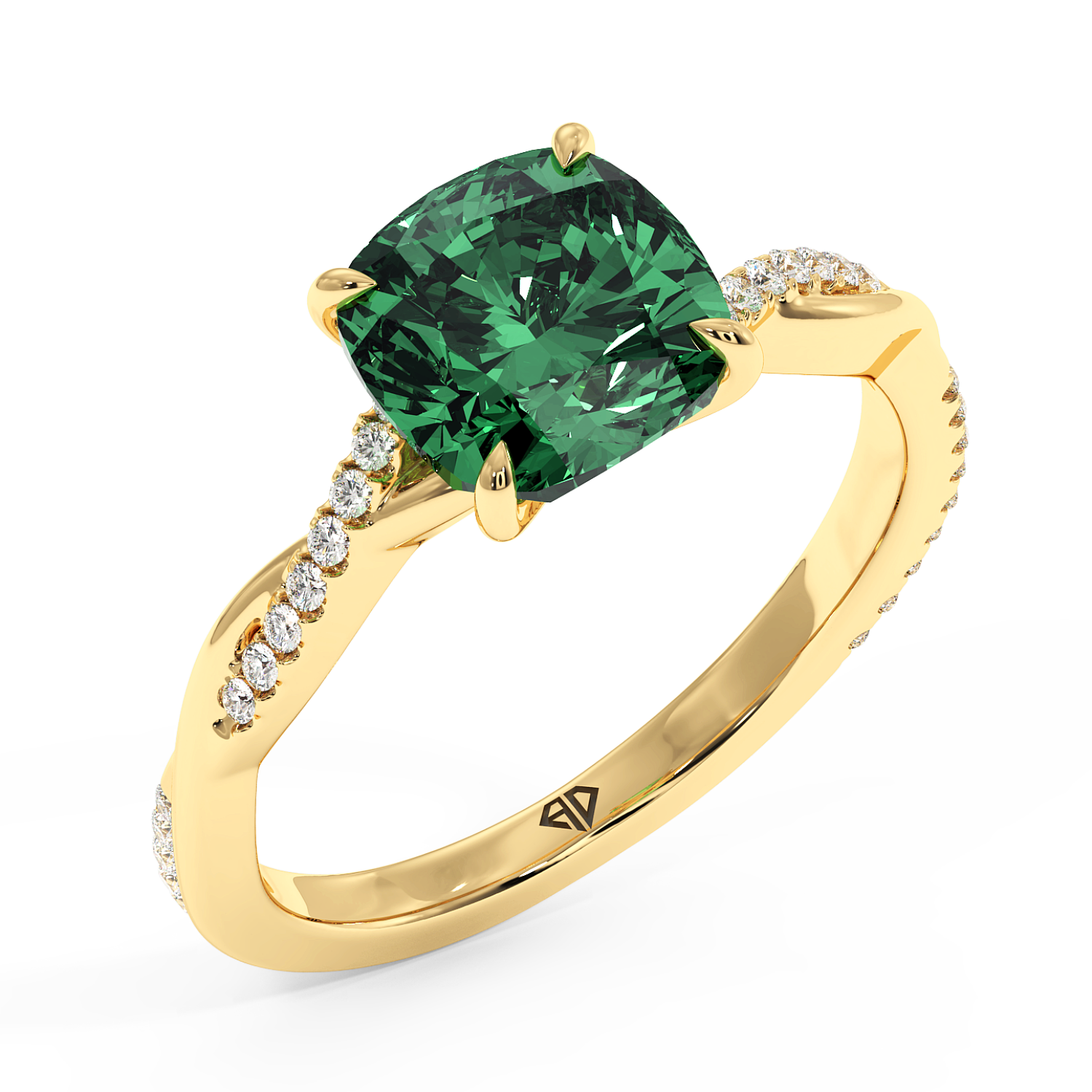 18K Yellow Gold Rochelle Diamond Shoulder Engagement Ring