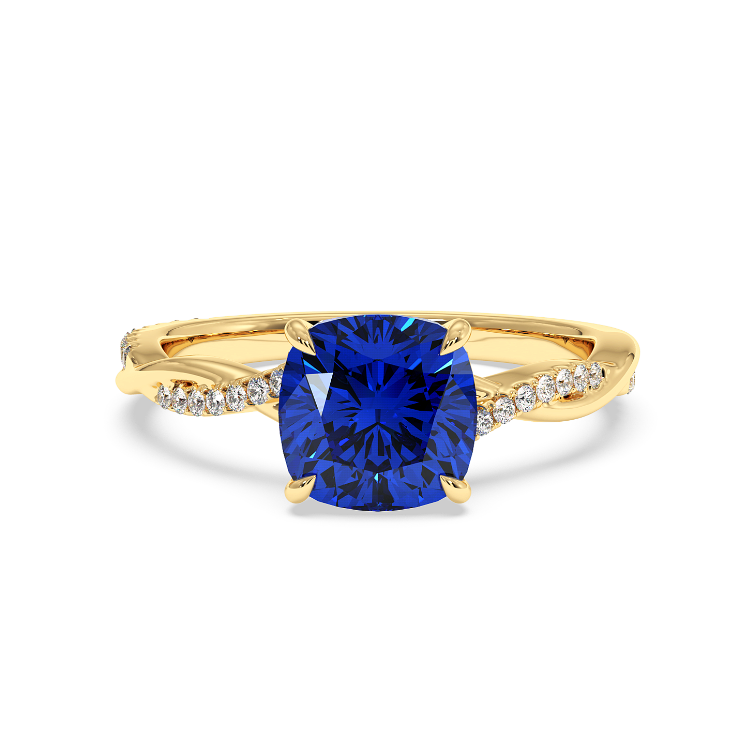 18K Yellow Gold Rochelle Diamond Shoulder Engagement Ring