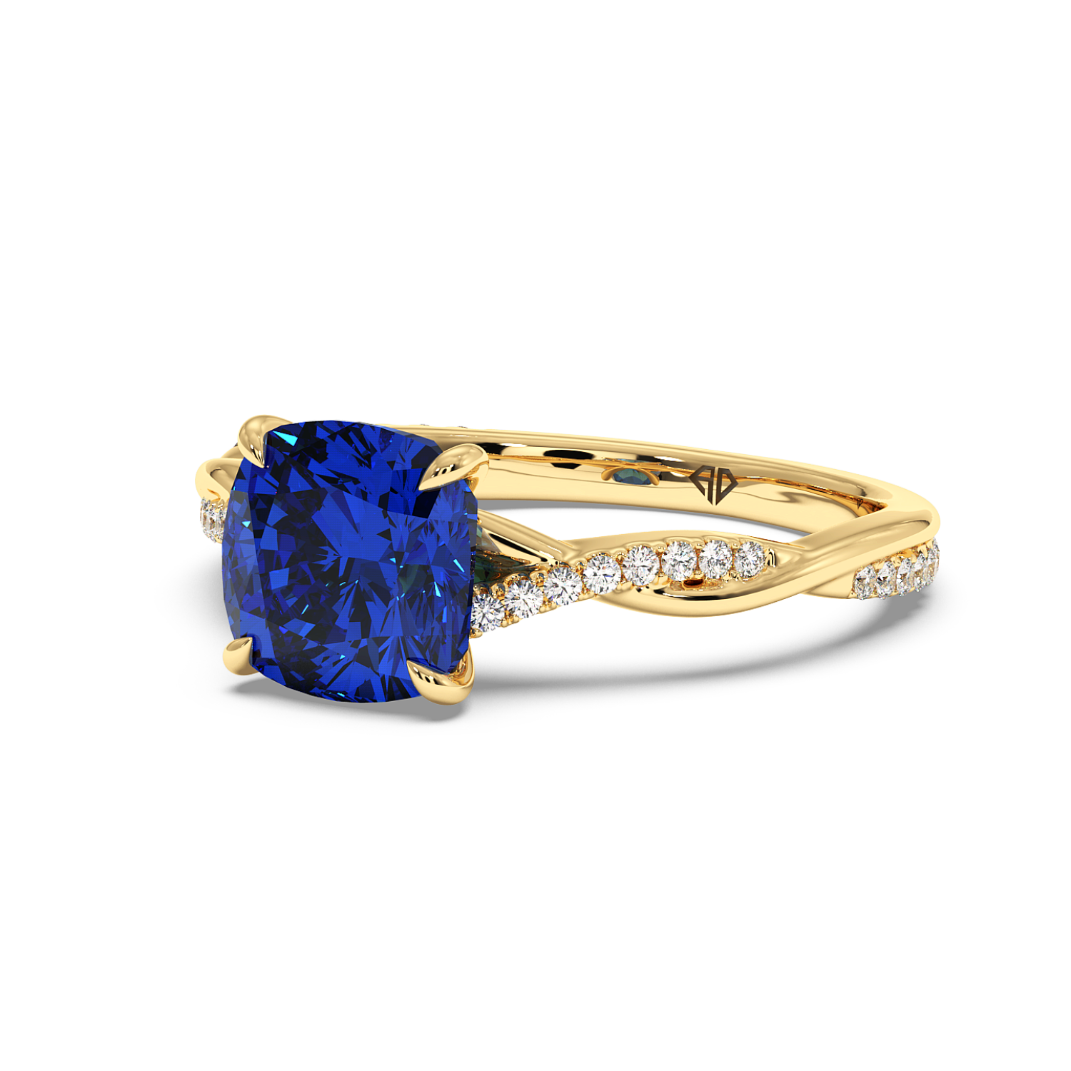 18K Yellow Gold Rochelle Diamond Shoulder Engagement Ring