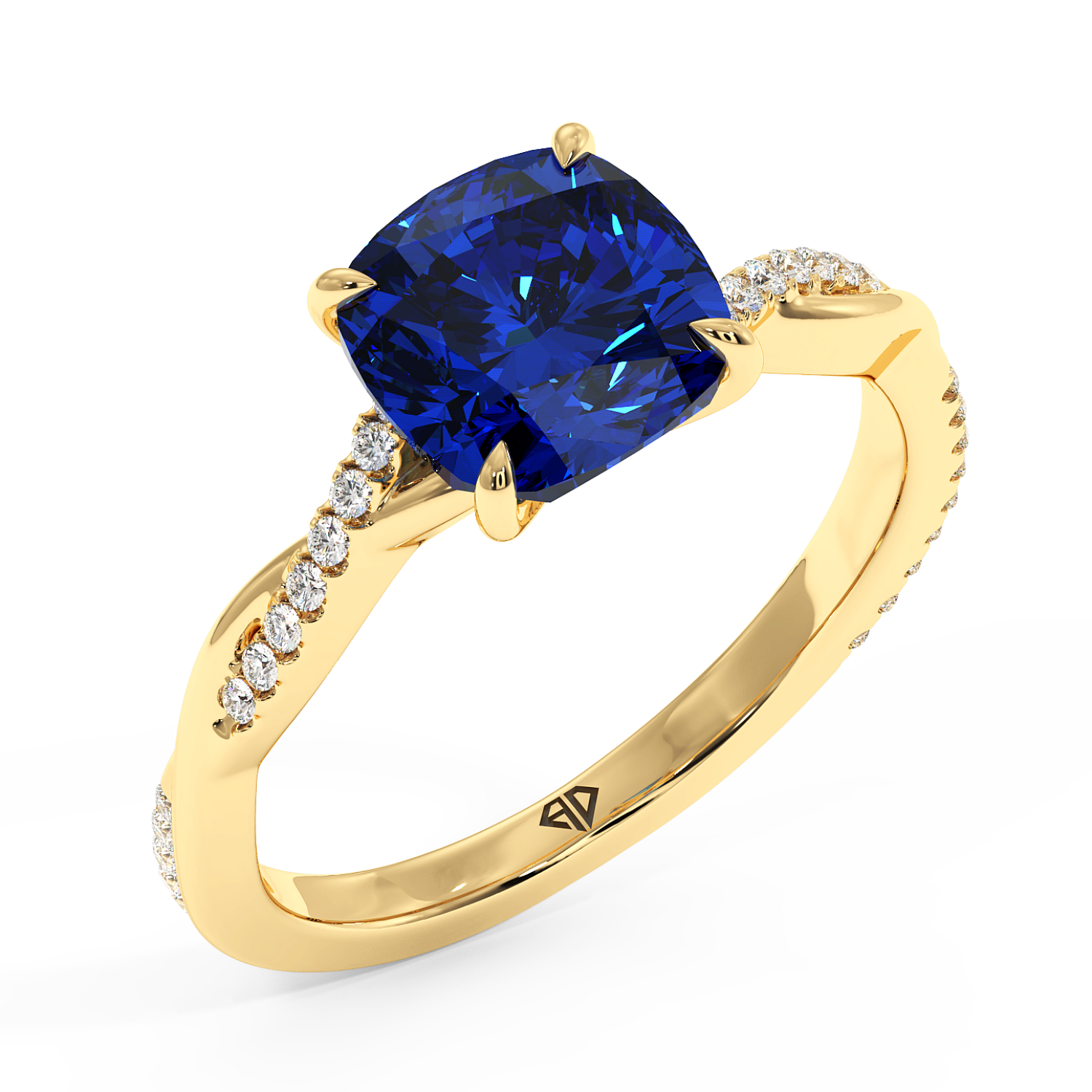 18K Yellow Gold Rochelle Diamond Shoulder Engagement Ring