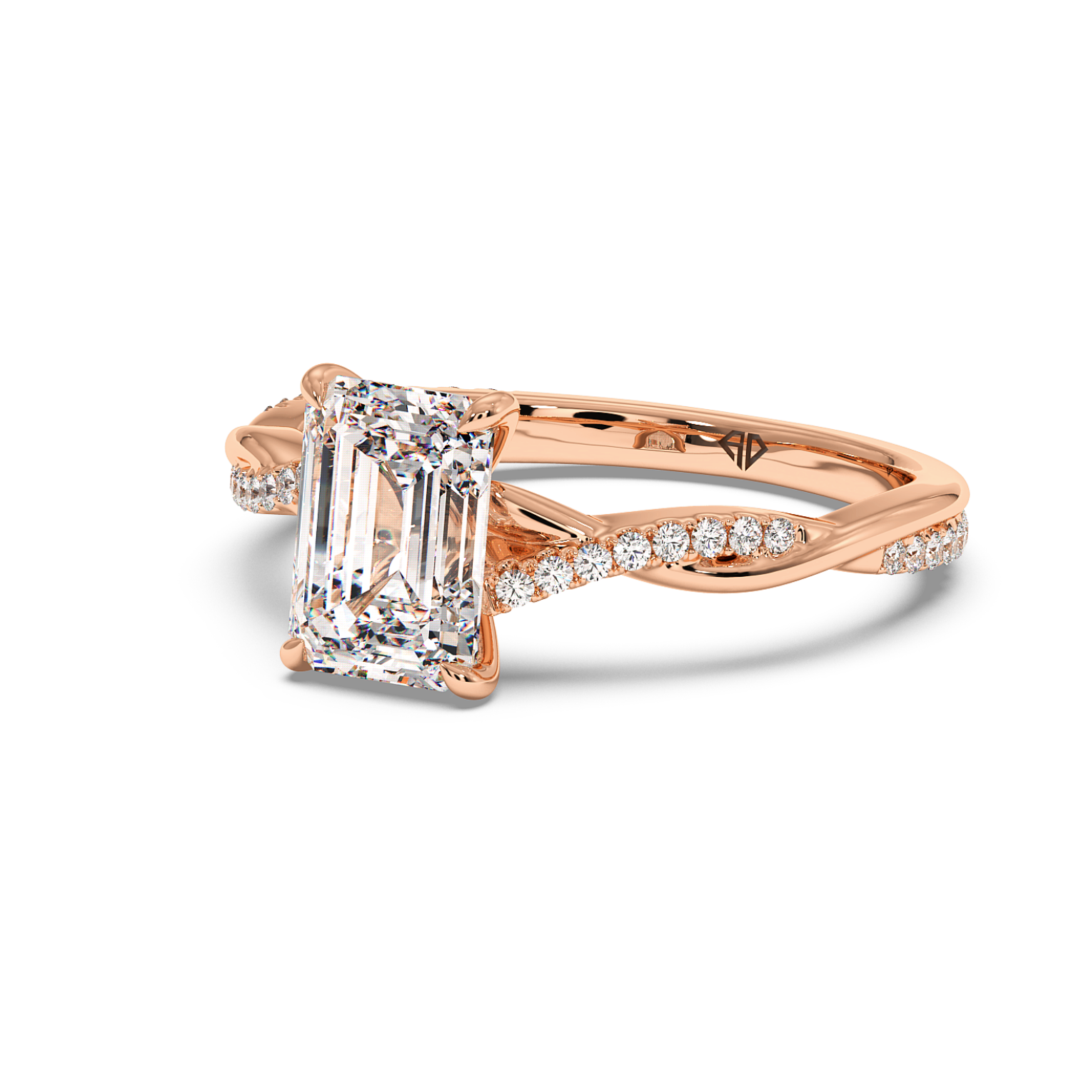 18K Rose Gold Rochelle Diamond Shoulder Engagement Ring