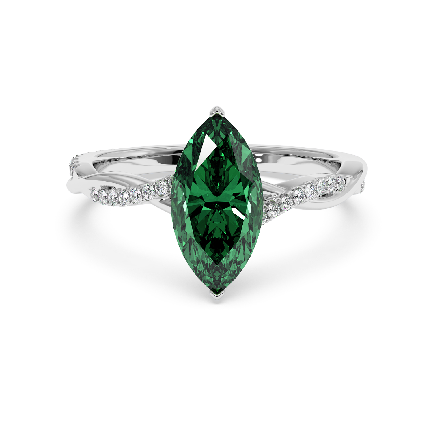 18K White Gold Rochelle Diamond Shoulder Engagement Ring