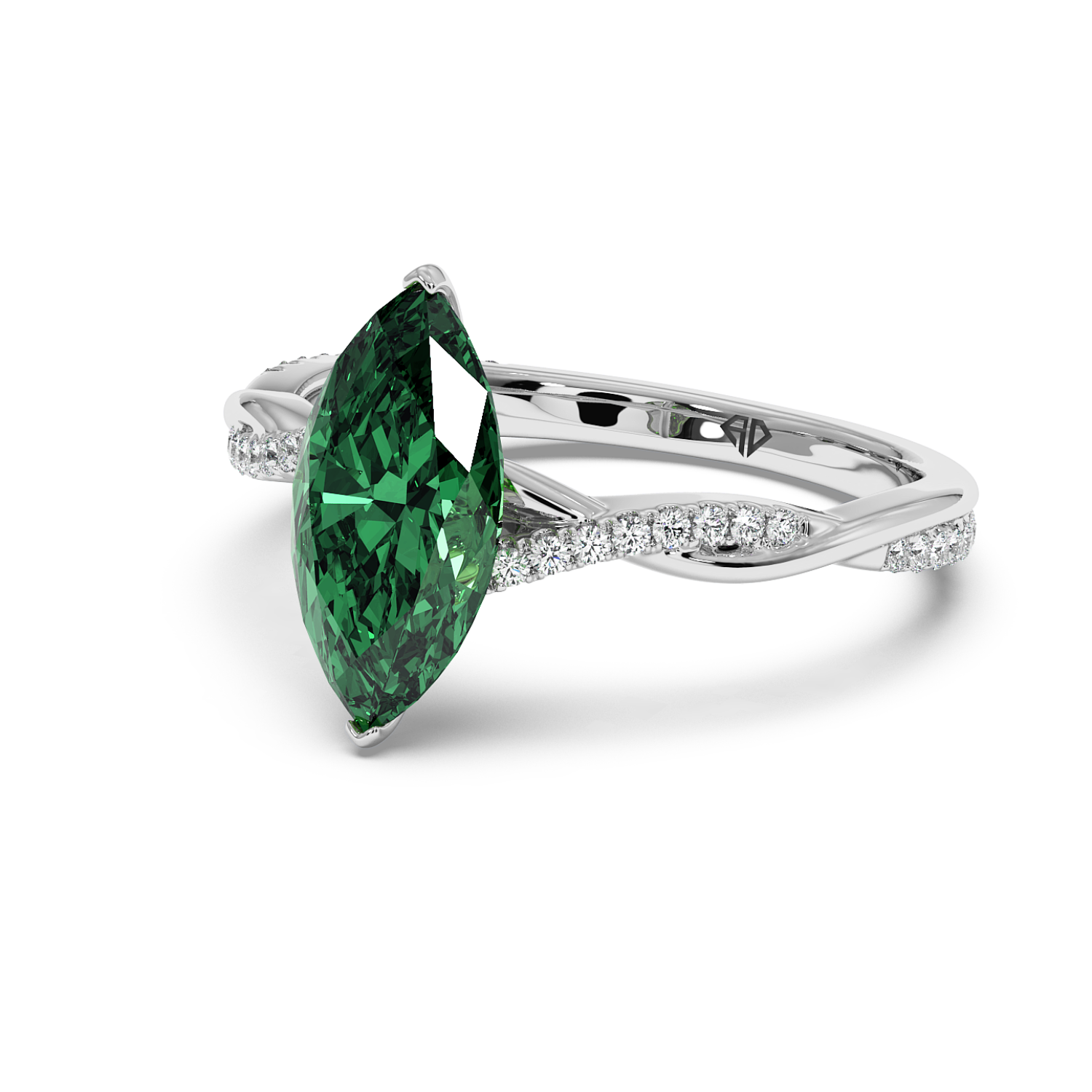 18K White Gold Rochelle Diamond Shoulder Engagement Ring