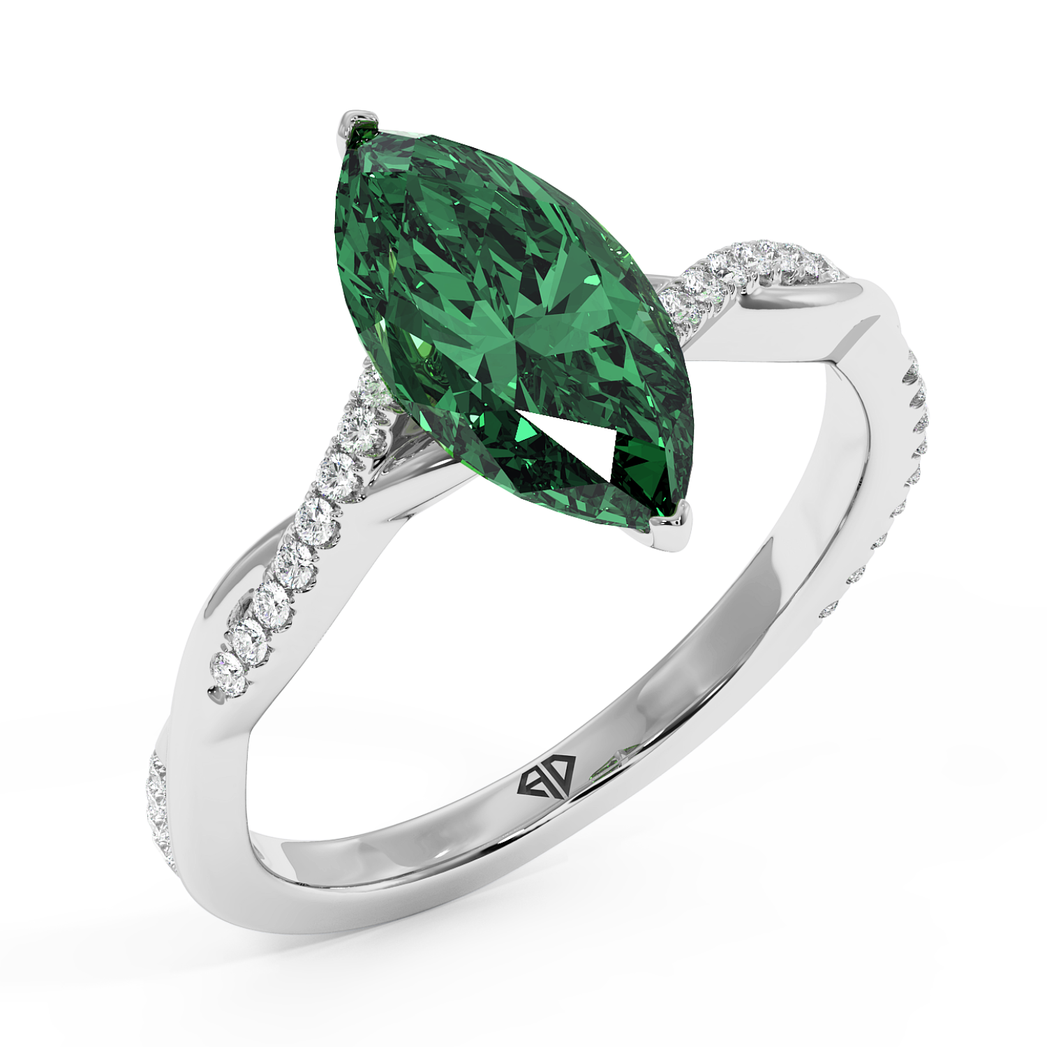 18K White Gold Rochelle Diamond Shoulder Engagement Ring
