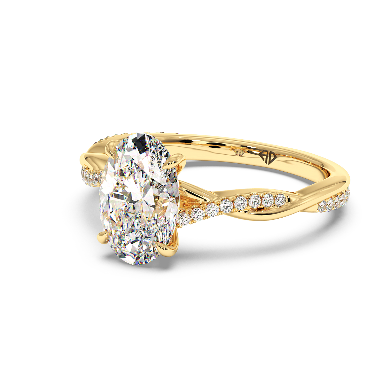 18K Yellow Gold Rochelle Diamond Shoulder Engagement Ring