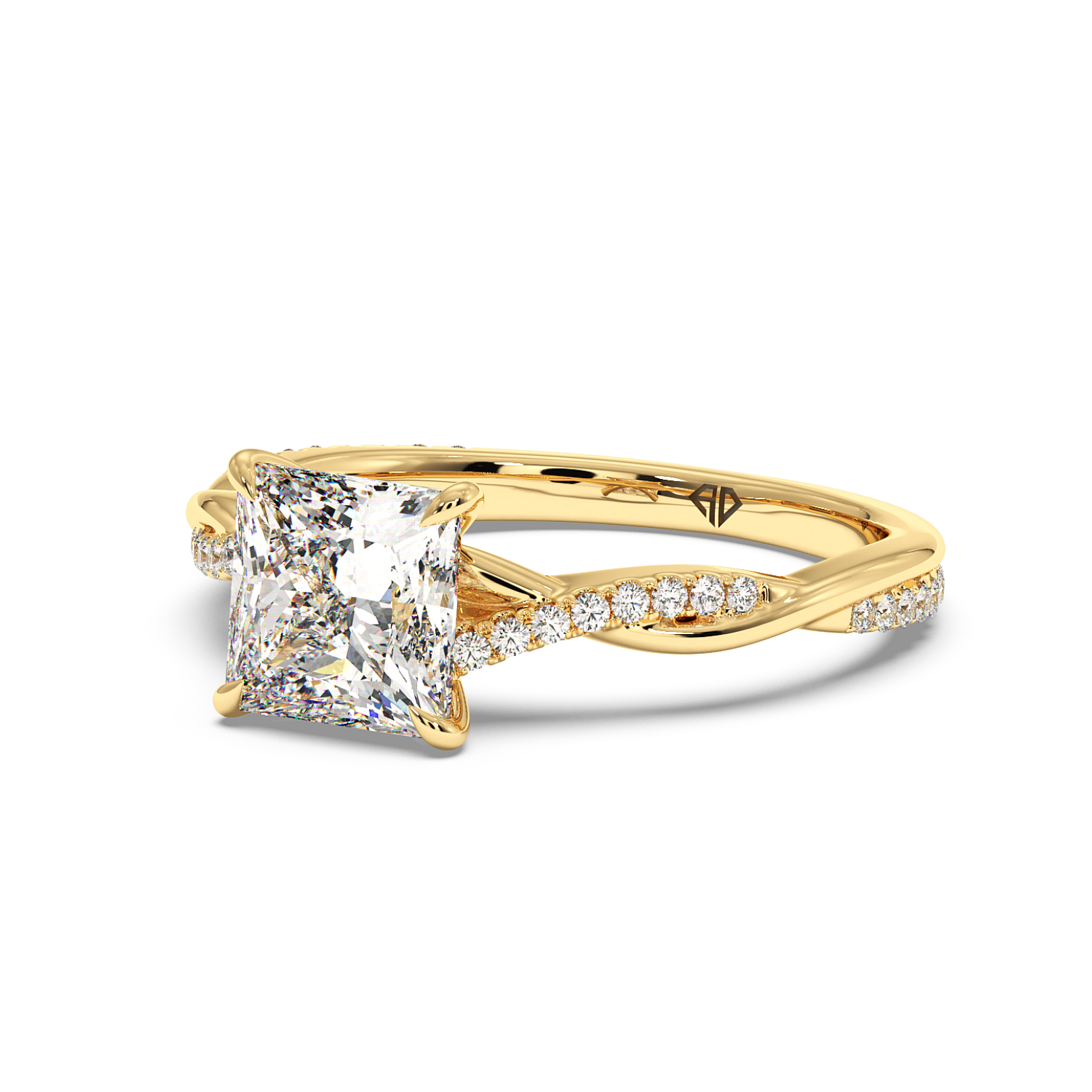 18K Yellow Gold Rochelle Diamond Shoulder Engagement Ring