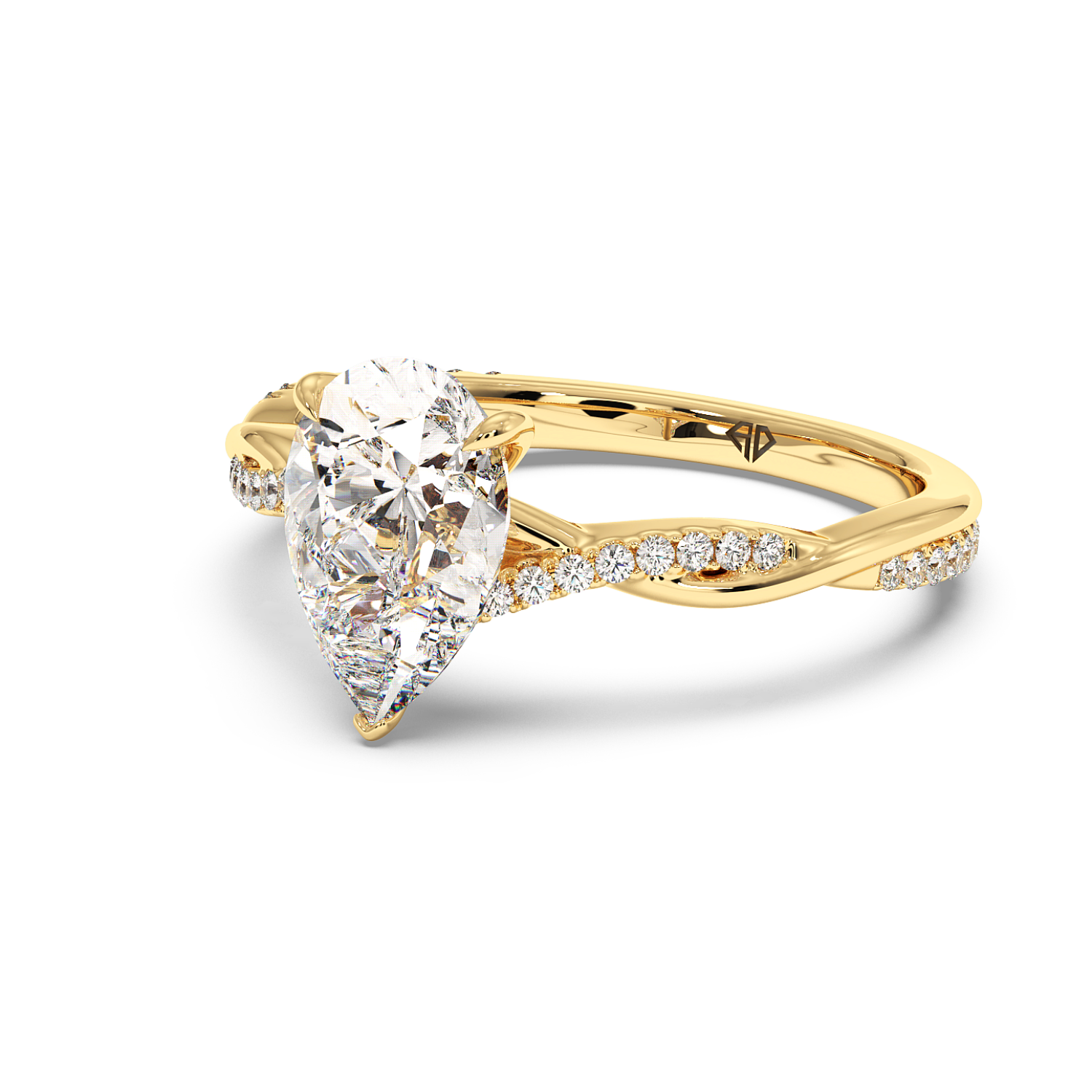 18K Yellow Gold Rochelle Diamond Shoulder Engagement Ring
