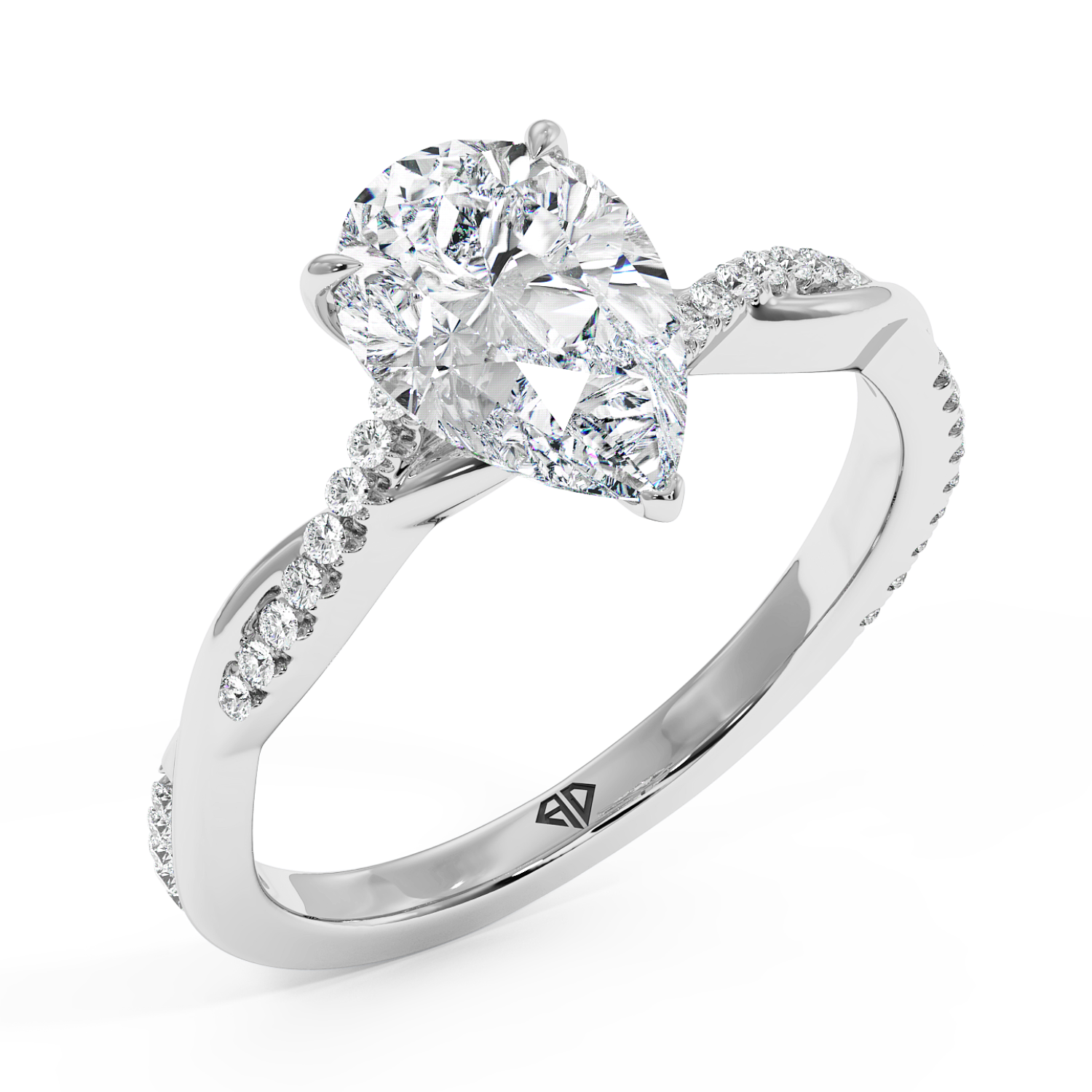18K White Gold Rochelle Diamond Shoulder Engagement Ring