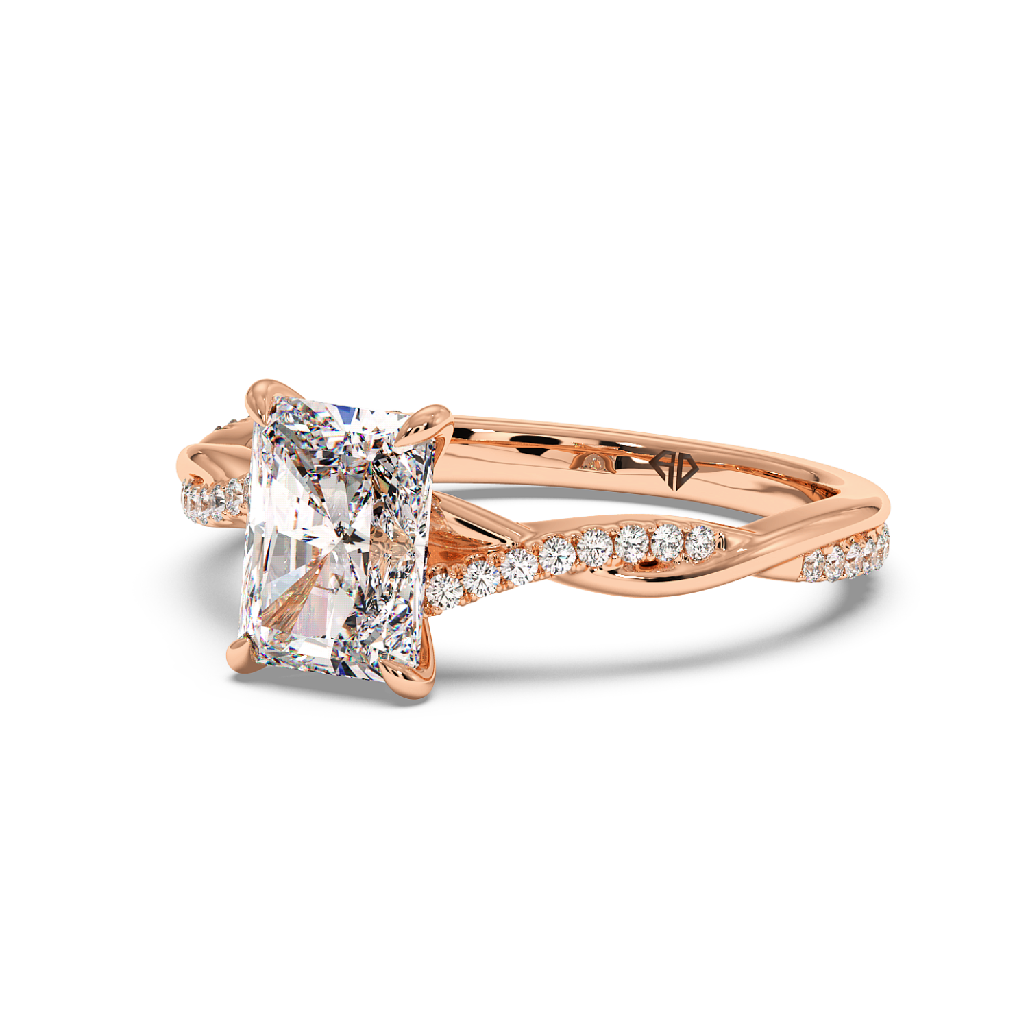 18K Rose Gold Rochelle Diamond Shoulder Engagement Ring