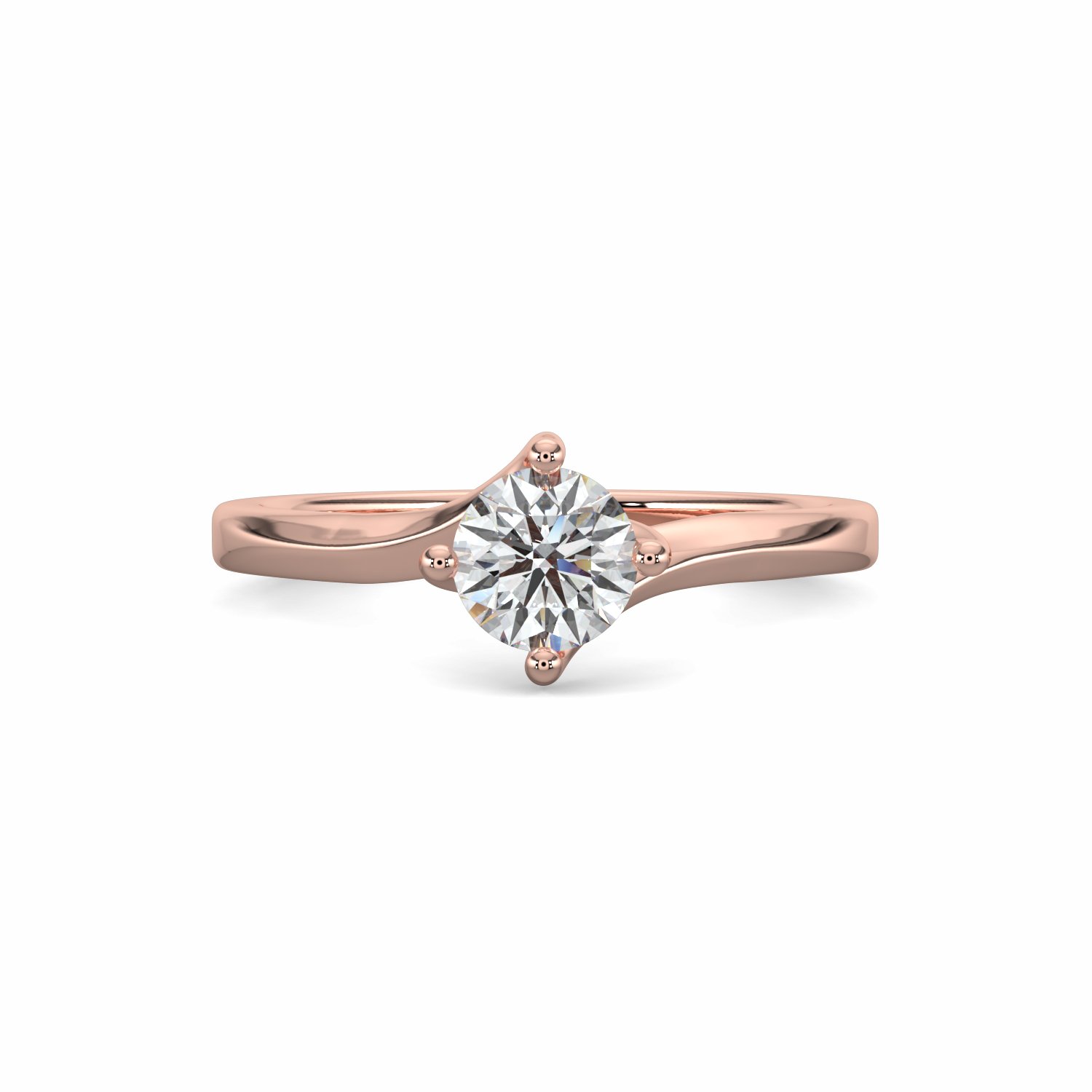 18K White Gold North Star Round Cut Solitaire Engagement Ring