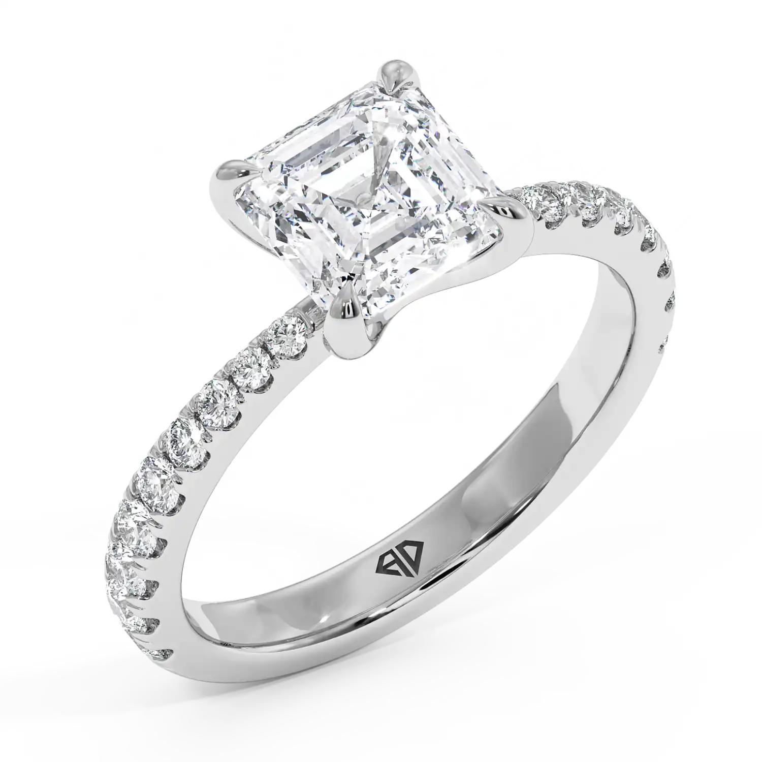 18K White Gold Ena Diamond Shoulder Engagement Ring