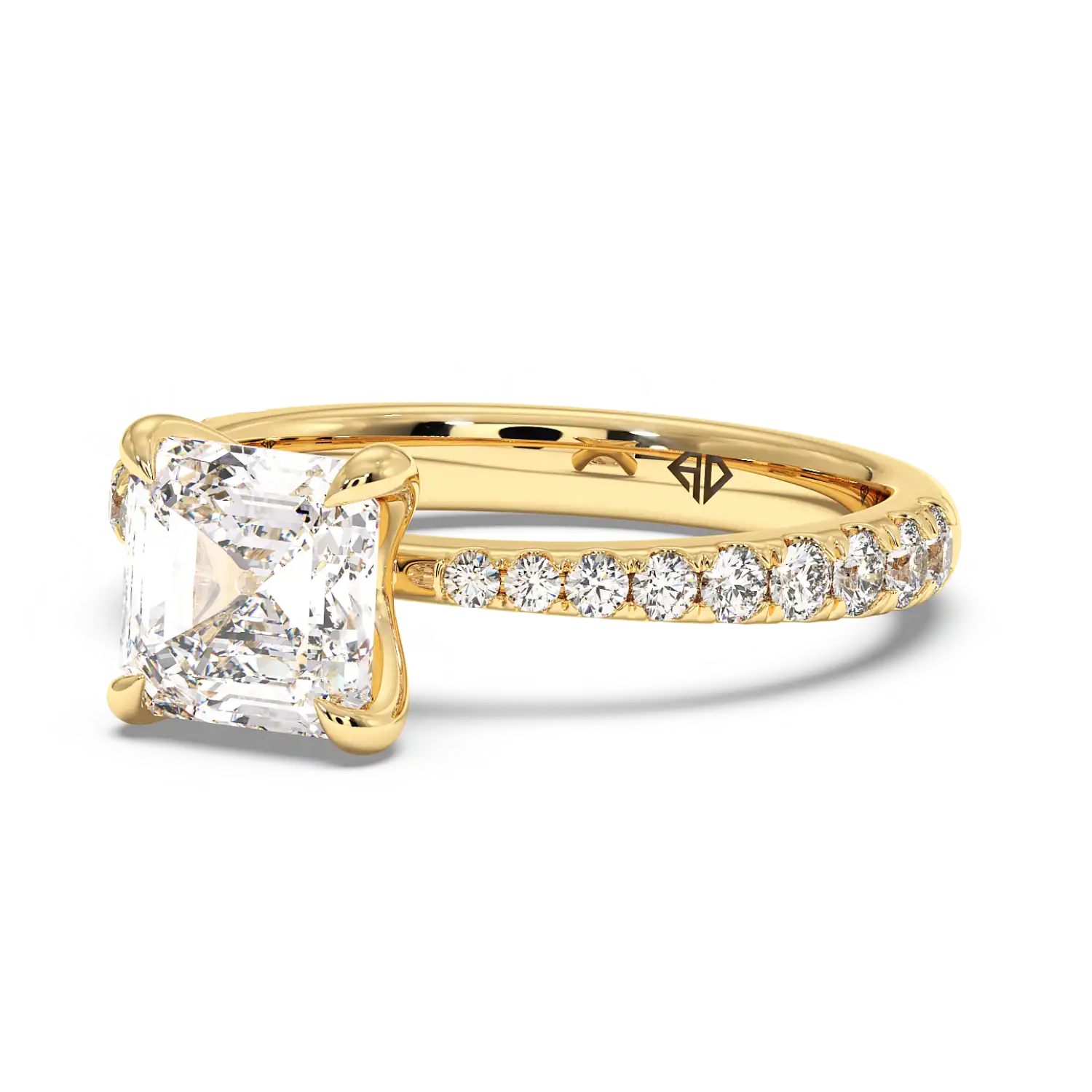 18K Yellow Gold Ena Diamond Shoulder Engagement Ring