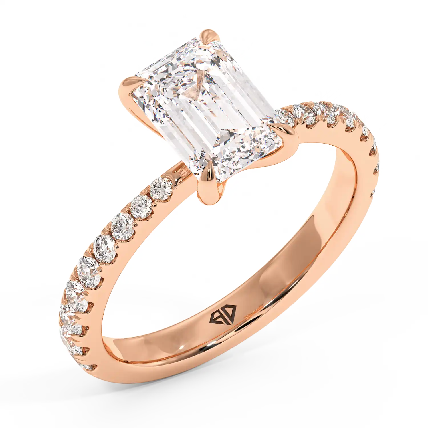 18K Rose Gold Ena Diamond Shoulder Engagement Ring