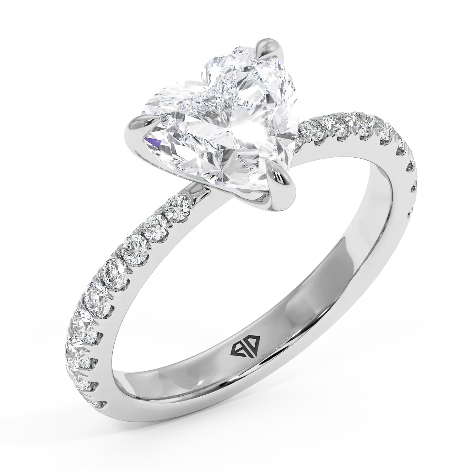 18K White Gold Ena Diamond Shoulder Engagement Ring