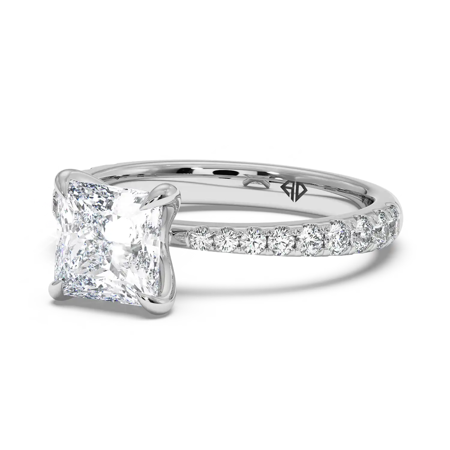 18K White Gold Ena Diamond Shoulder Engagement Ring