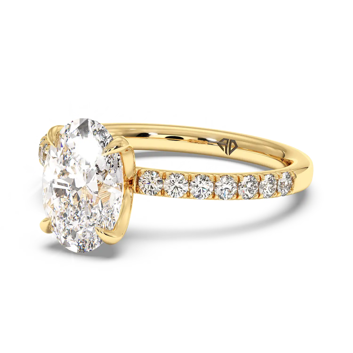 18K Yellow Gold Stella Diamond Shoulder Engagement Ring