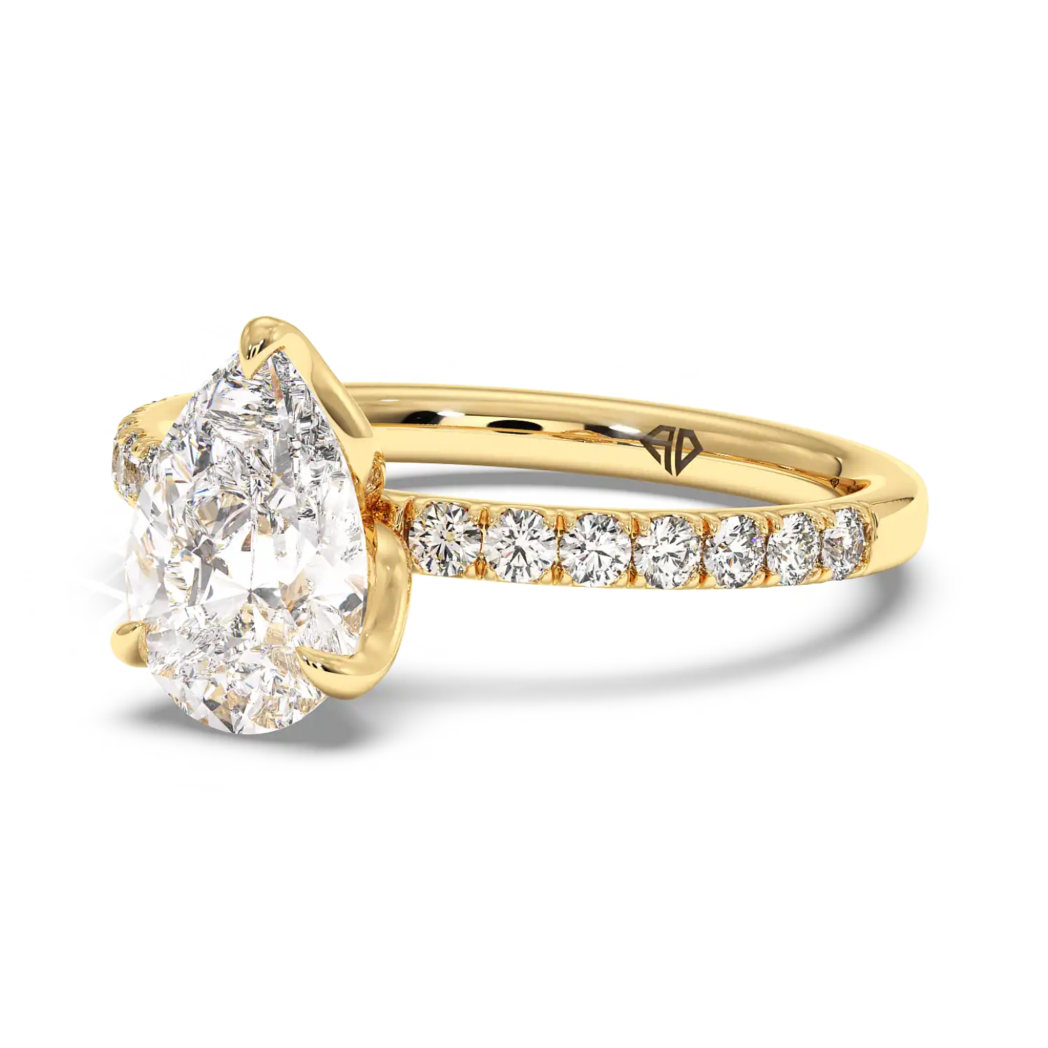 18K Yellow Gold Stella Diamond Shoulder Engagement Ring
