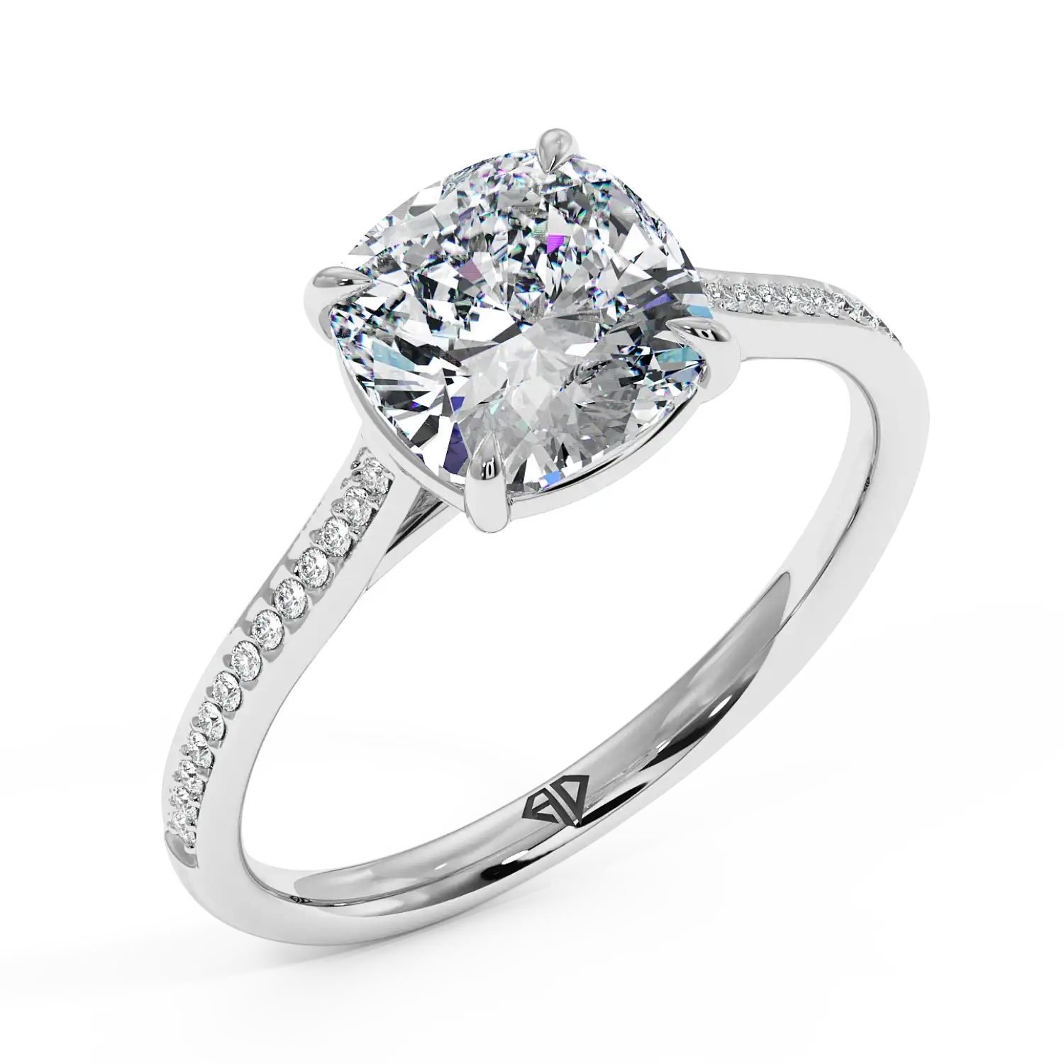 18K White Gold Poppy Pave Engagement Ring