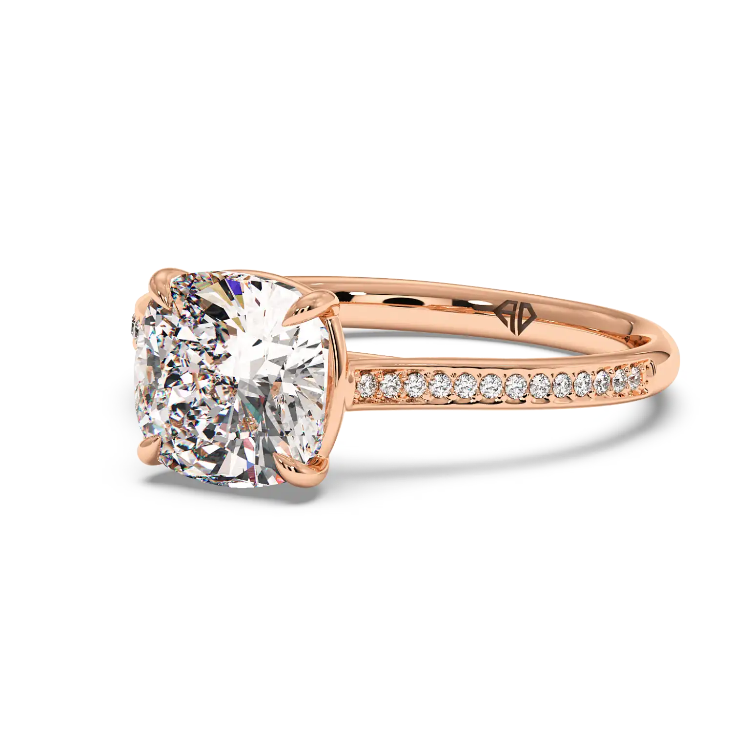 18K Rose Gold Poppy Pave Engagement Ring