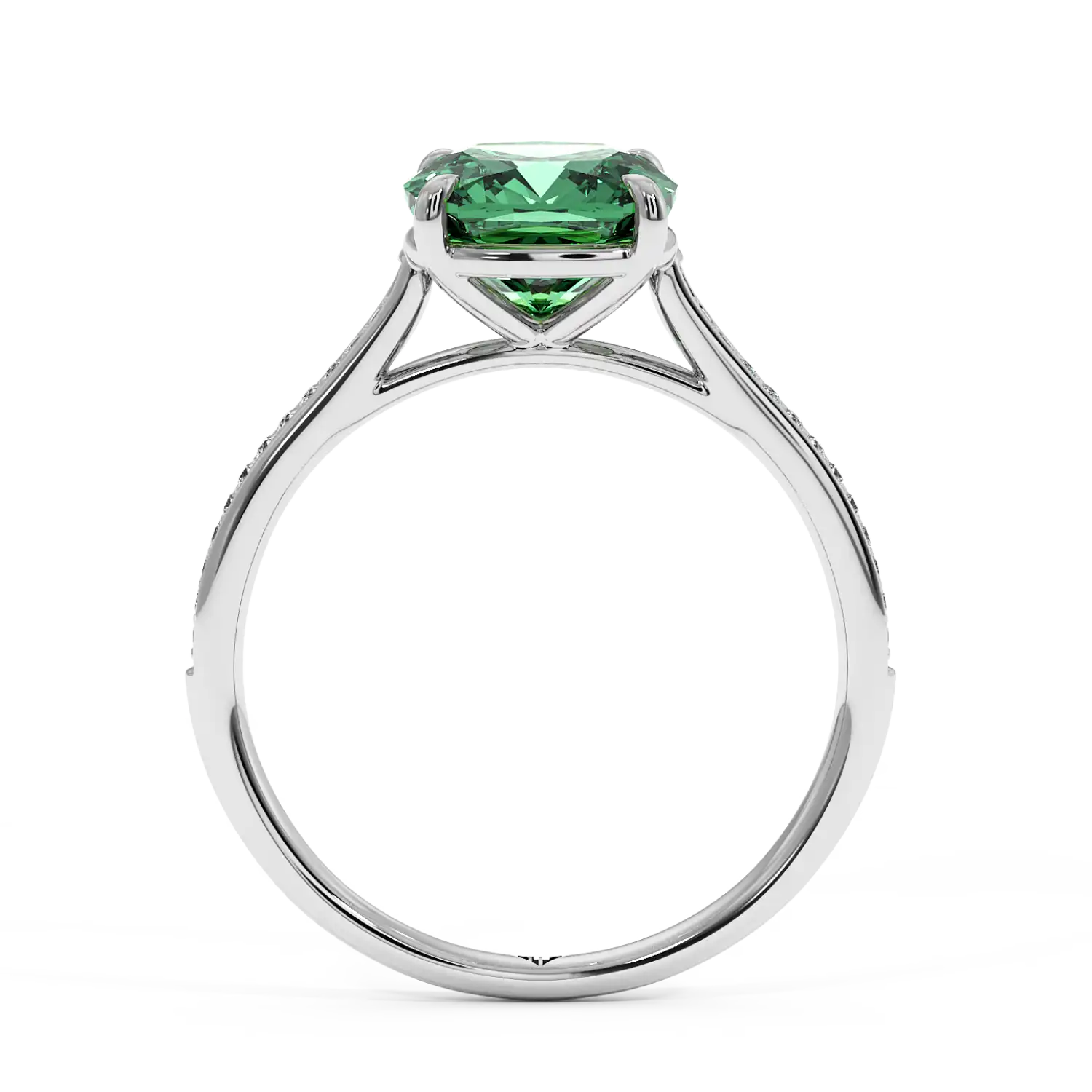 18K White Gold Poppy Pave Engagement Ring