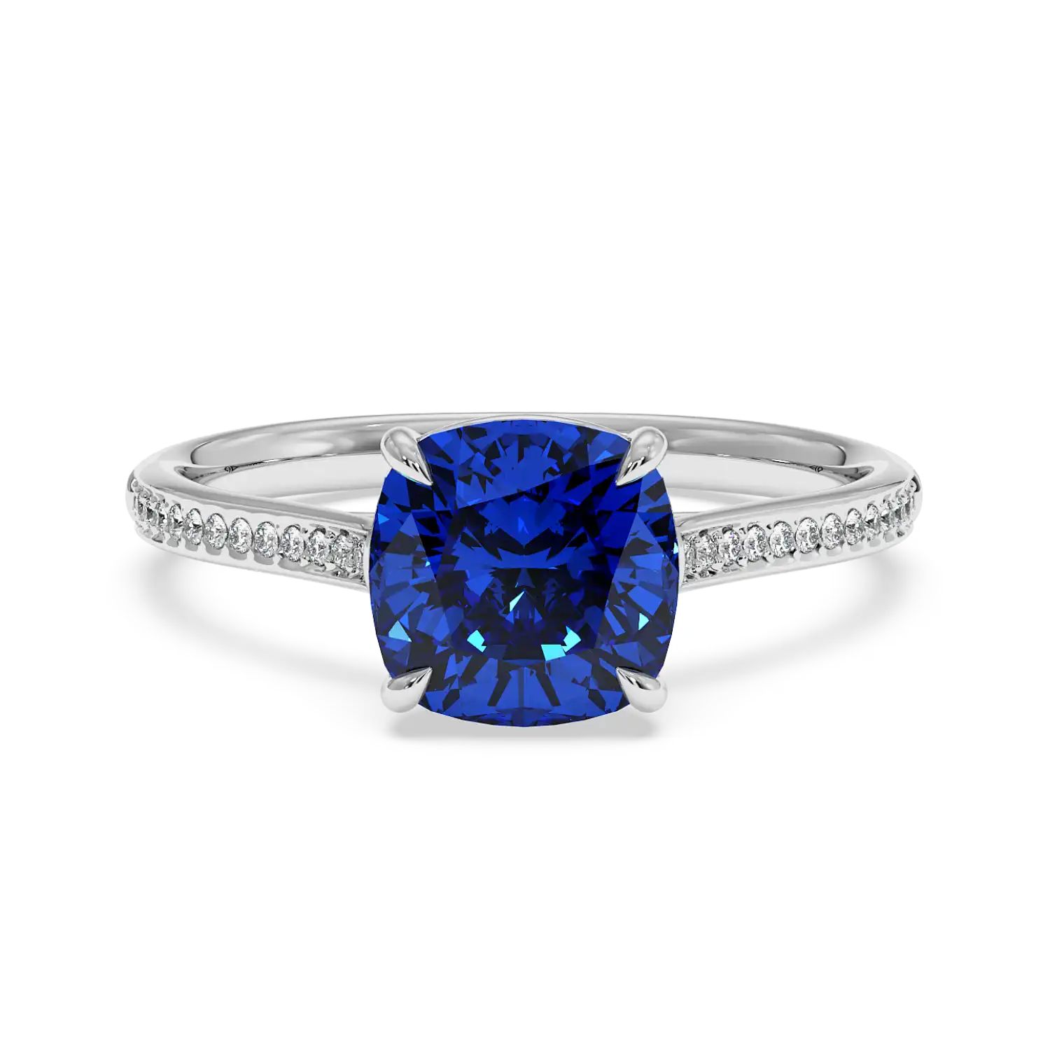 18K White Gold Poppy Pave Engagement Ring