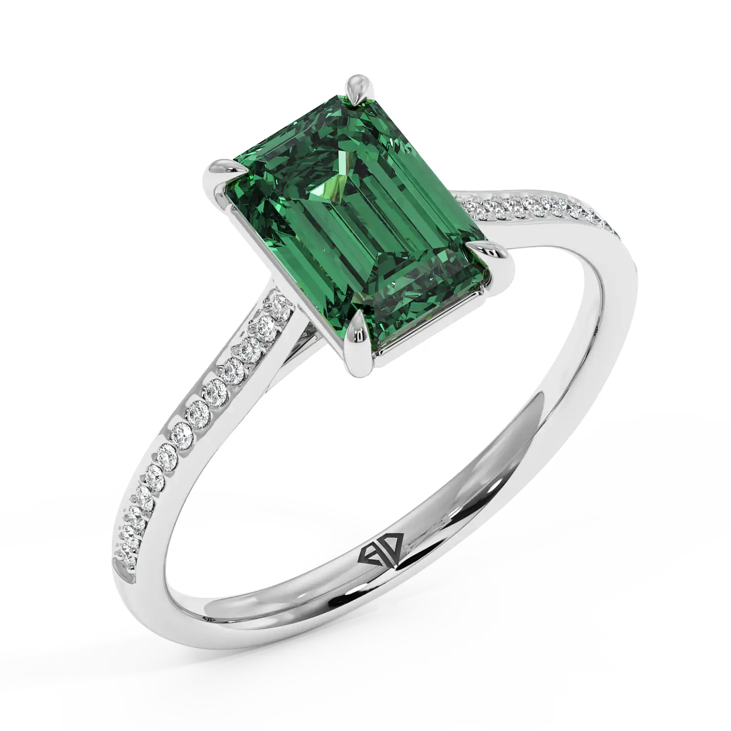 18K White Gold Poppy Pave Engagement Ring