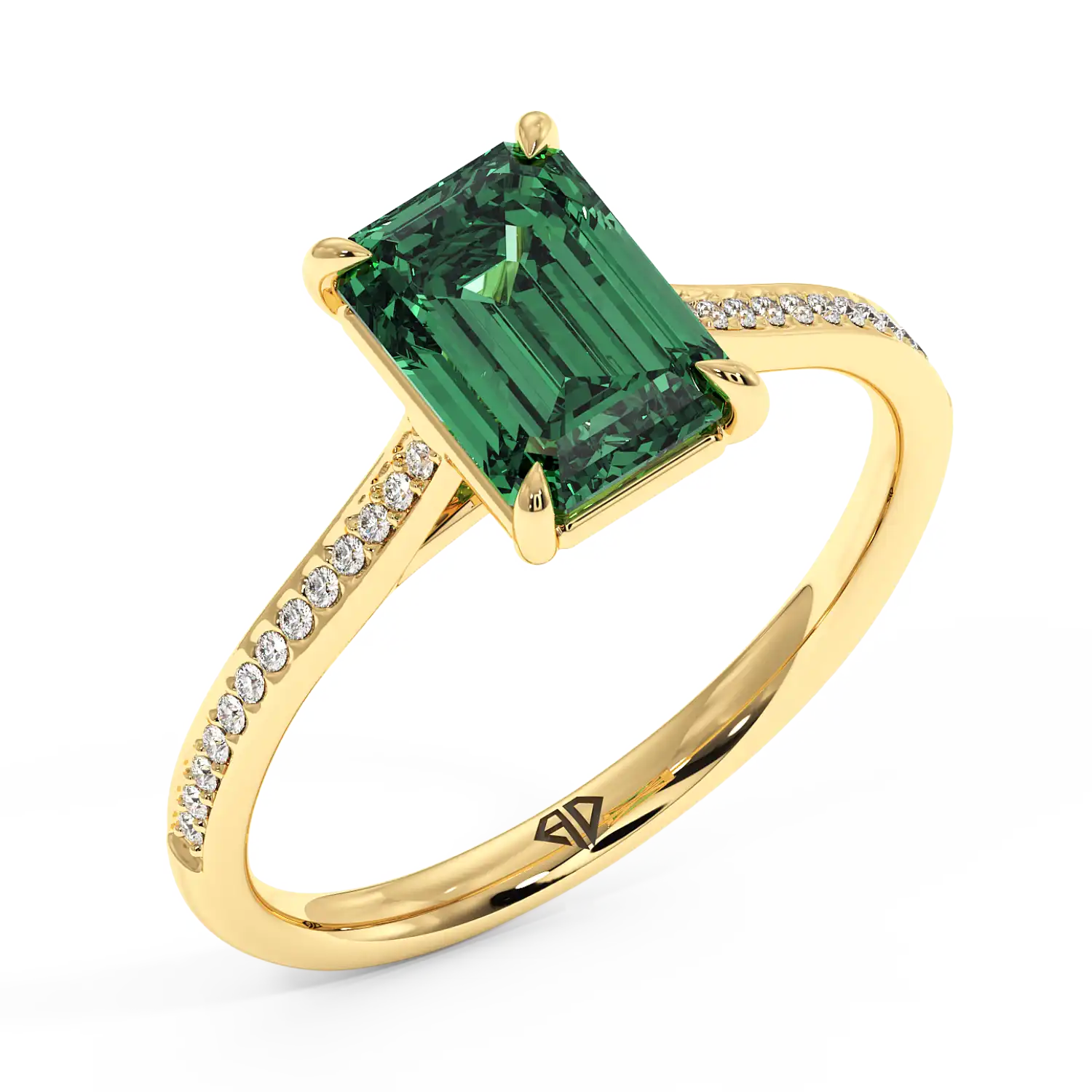 18K Yellow Gold Poppy Pave Engagement Ring