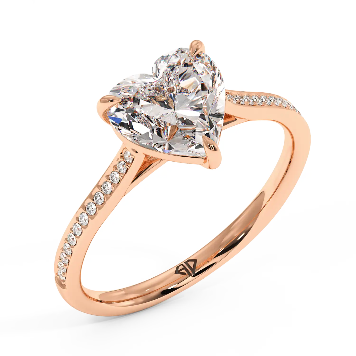 18K Rose Gold Poppy Pave Engagement Ring