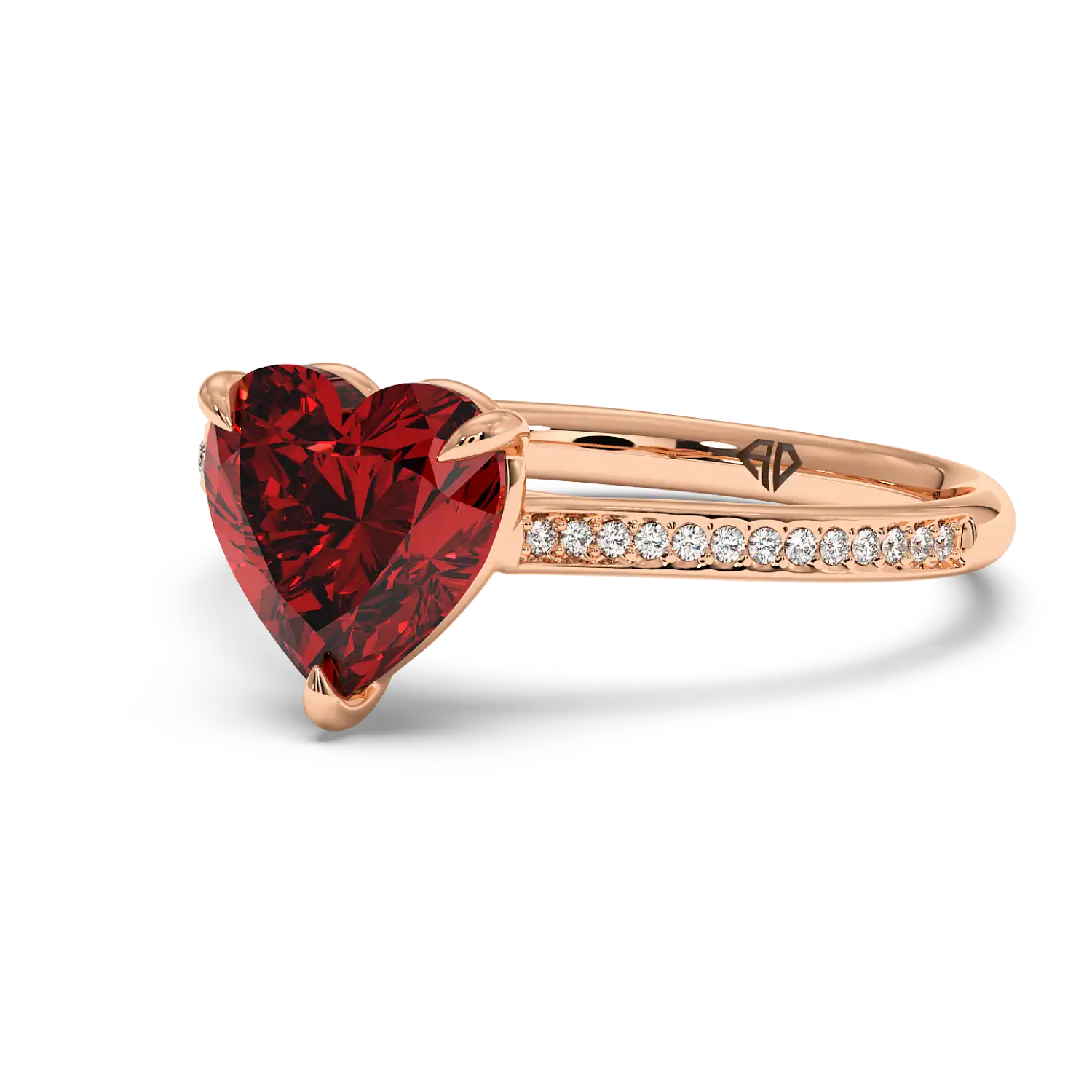 18K Rose Gold Poppy Pave Engagement Ring