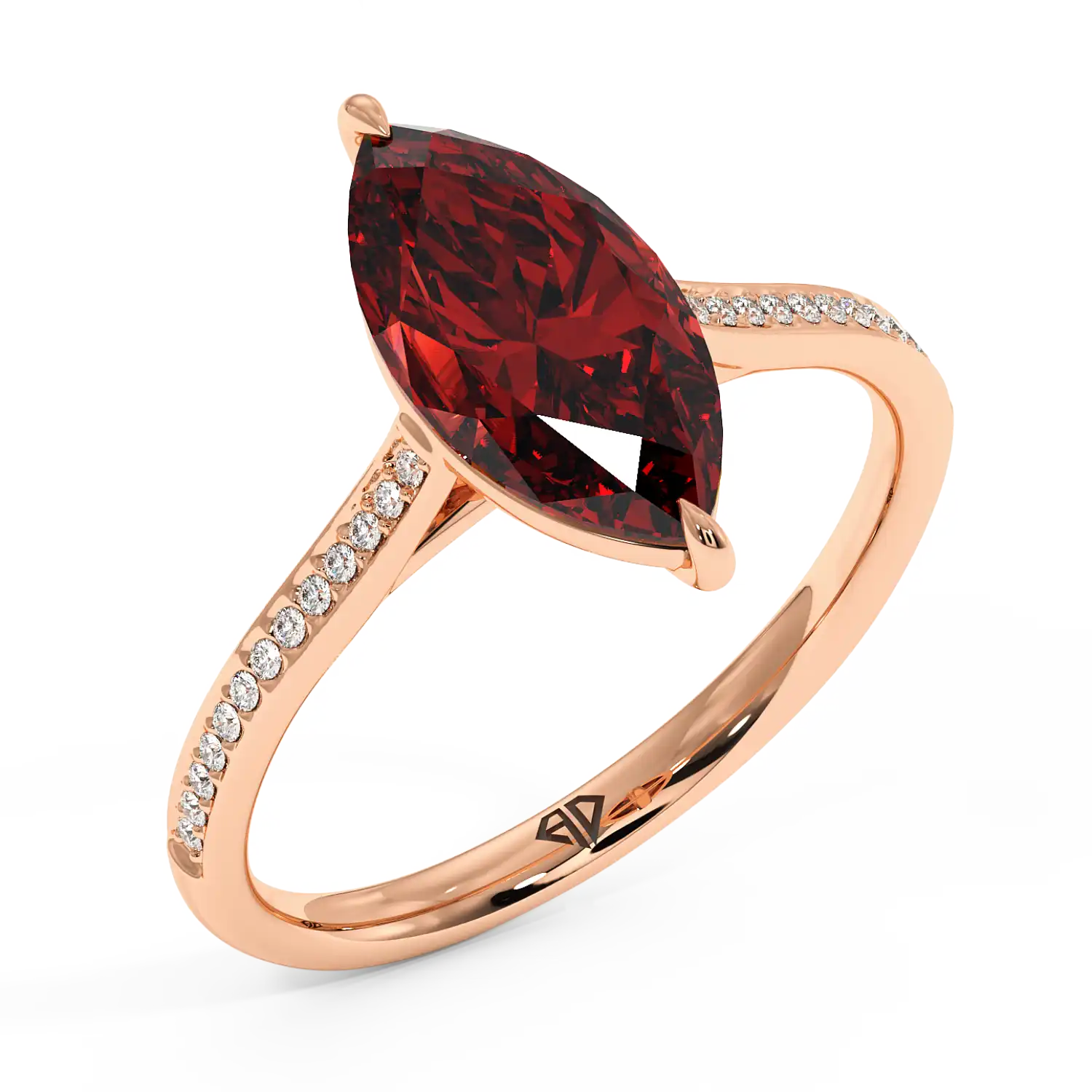 18K Rose Gold Poppy Pave Engagement Ring