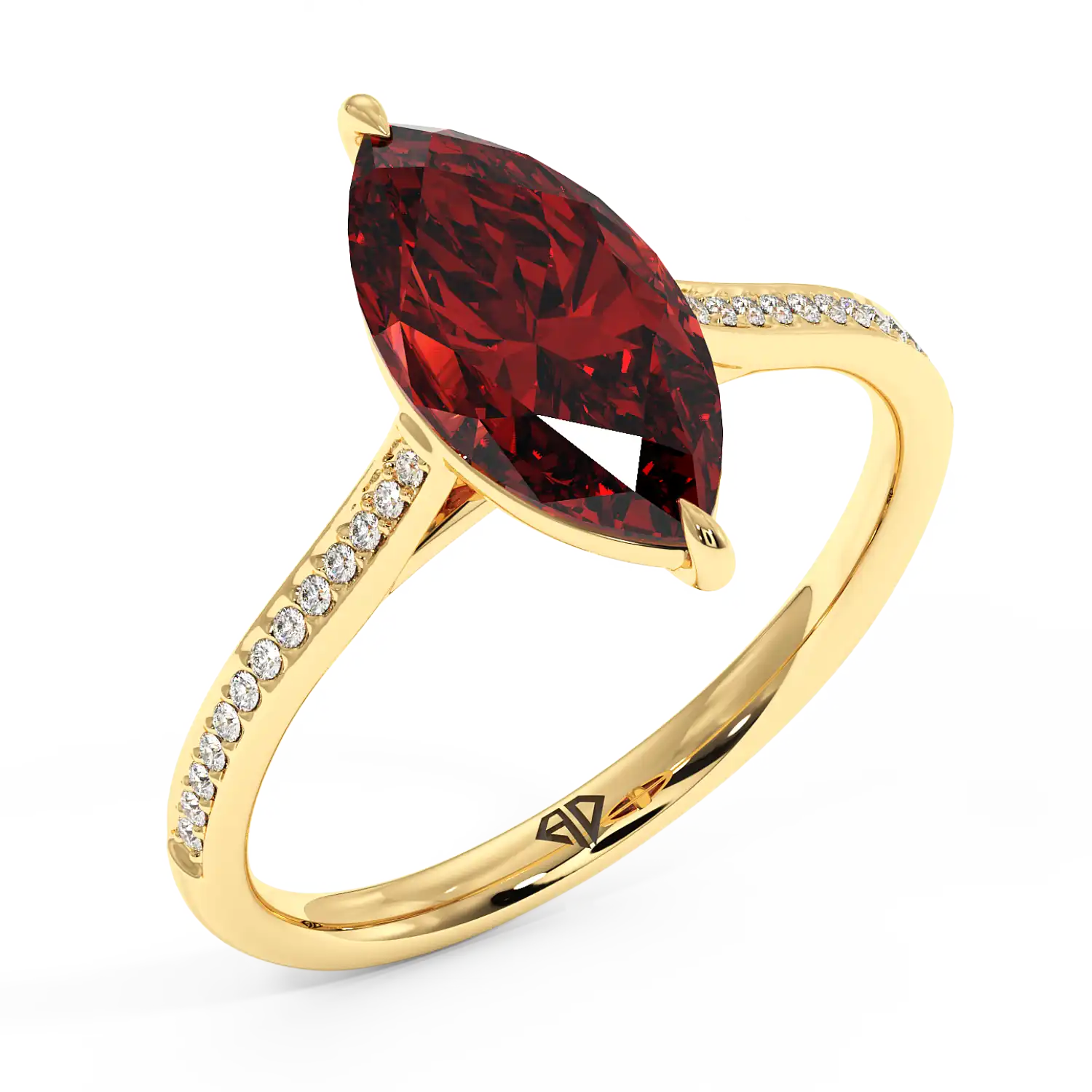 18K Yellow Gold Poppy Pave Engagement Ring