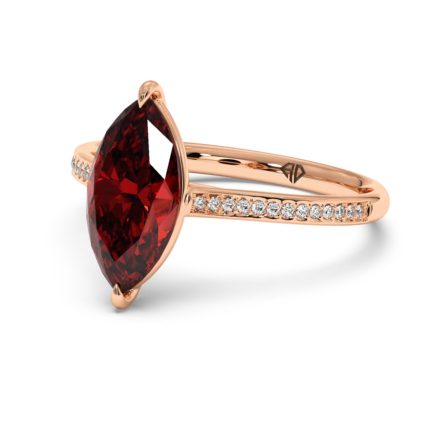 18K Rose Gold Poppy Pave Engagement Ring