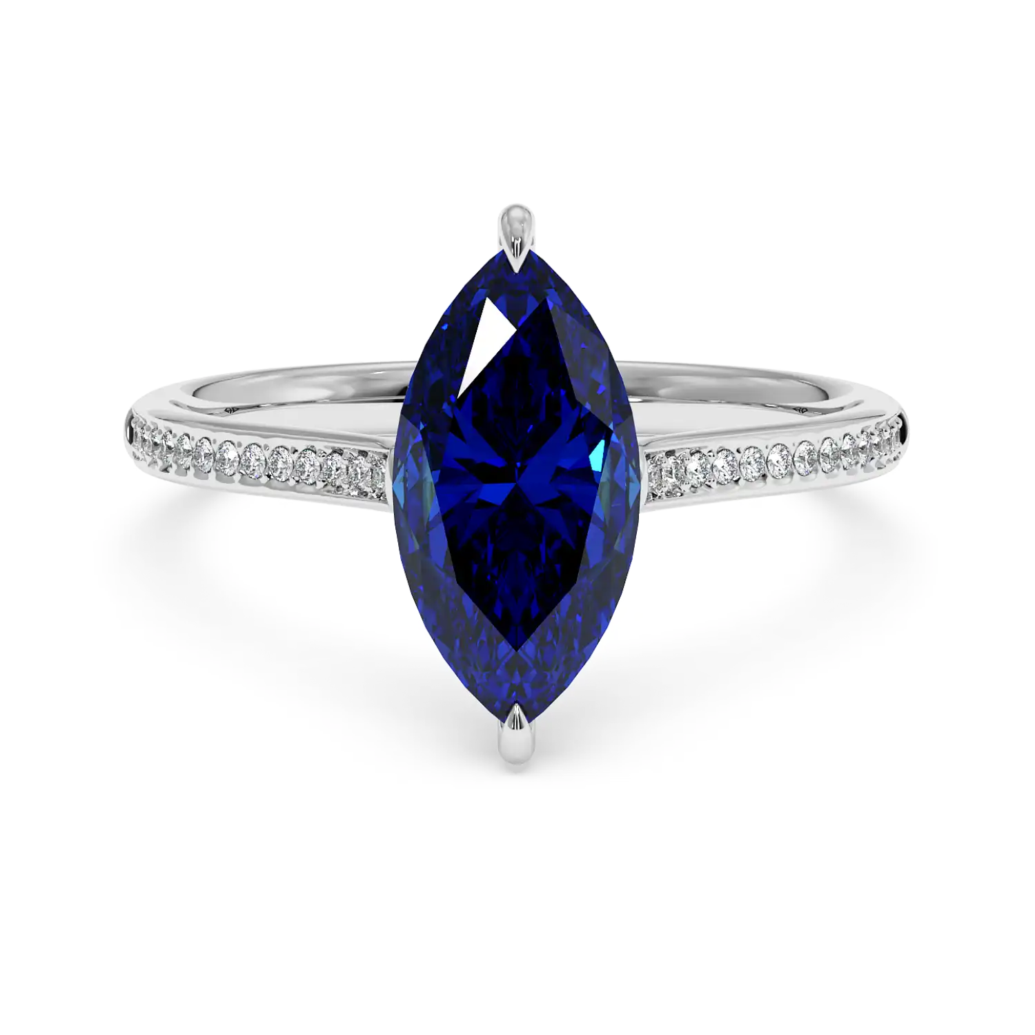 18K White Gold Poppy Pave Engagement Ring