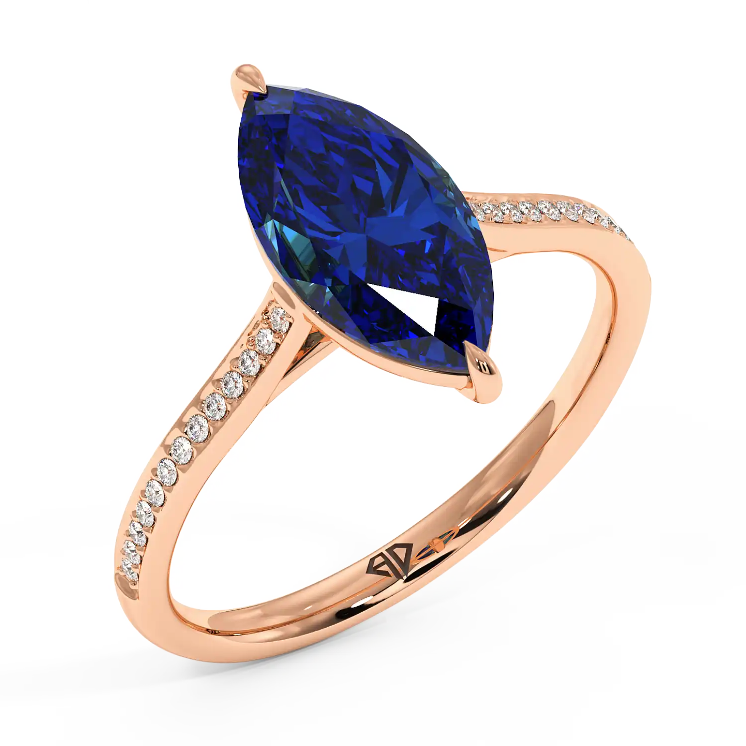 18K Rose Gold Poppy Pave Engagement Ring
