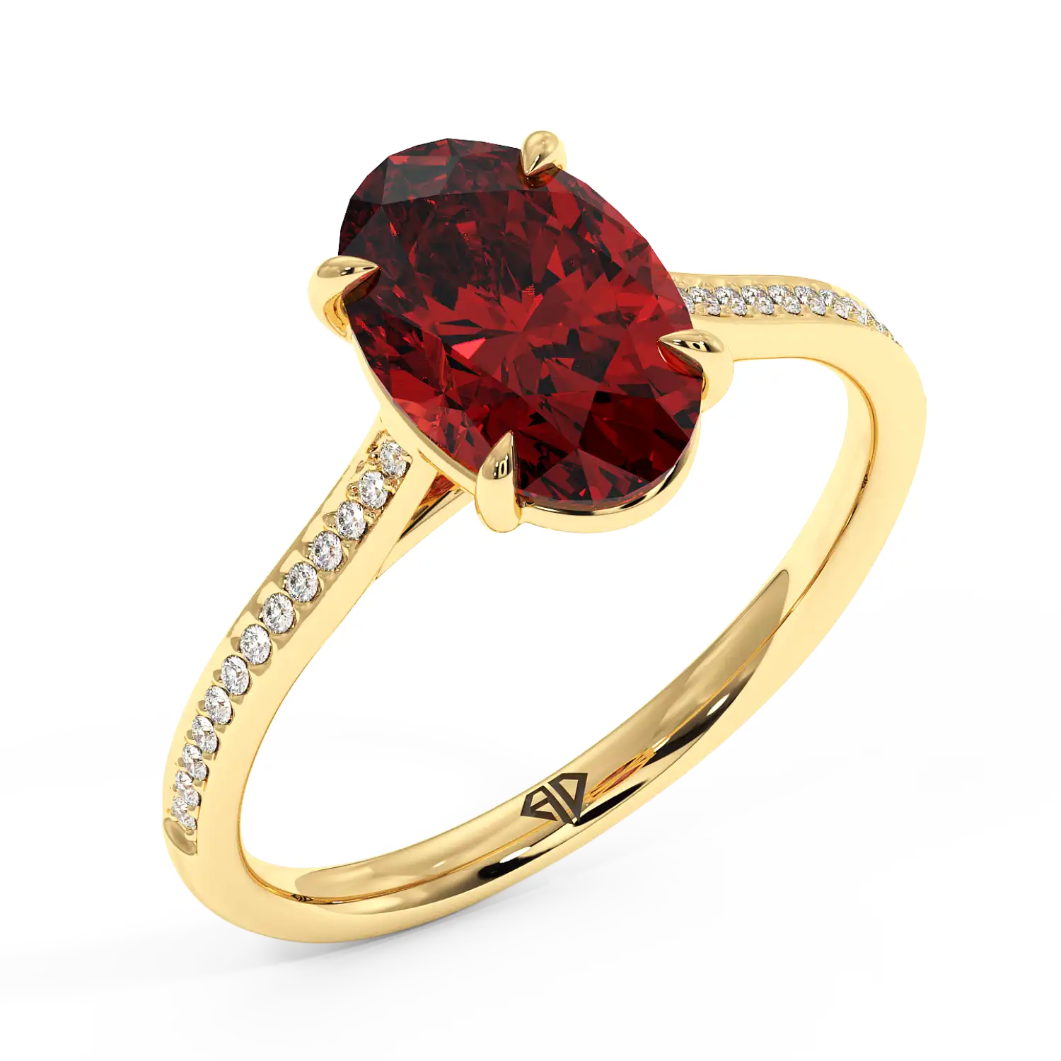 18K Yellow Gold Poppy Pave Engagement Ring