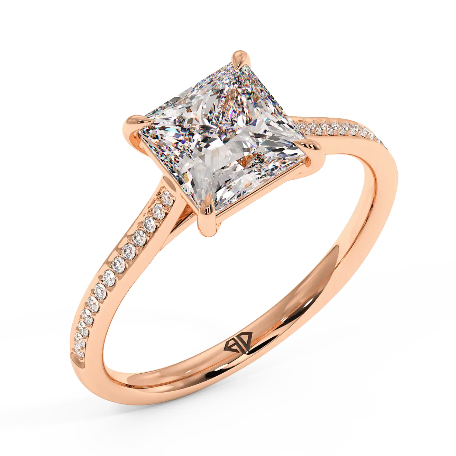 18K Rose Gold Poppy Pave Engagement Ring