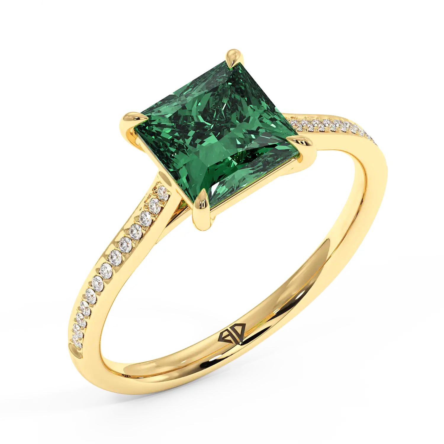 18K Yellow Gold Poppy Pave Engagement Ring