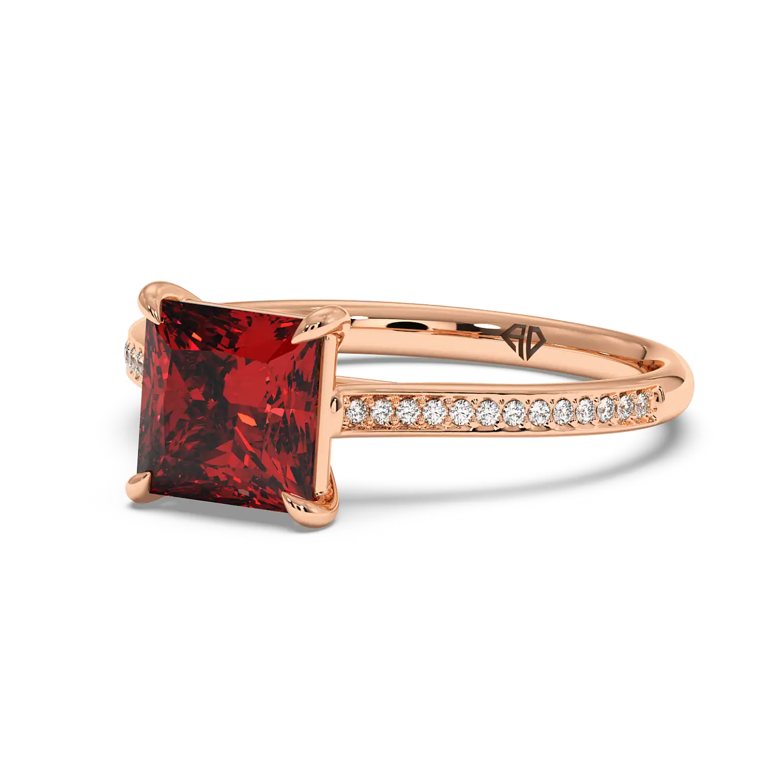 18K Rose Gold Poppy Pave Engagement Ring